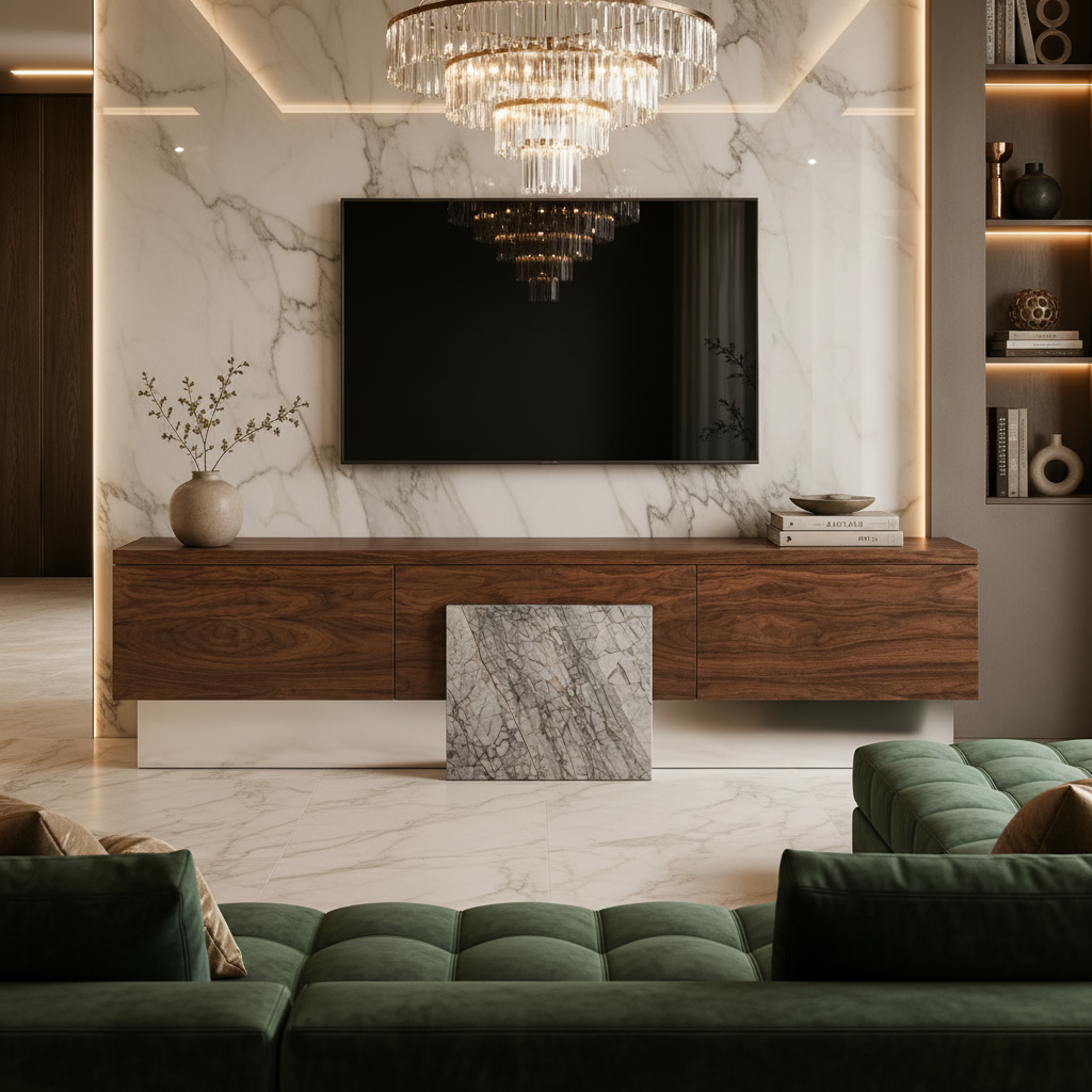 Canning Marble & Wood TV Unit