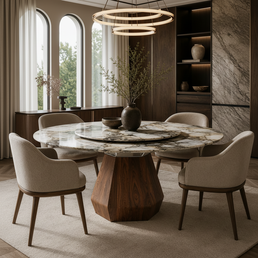 Darnley Marble & Wood Dining Table