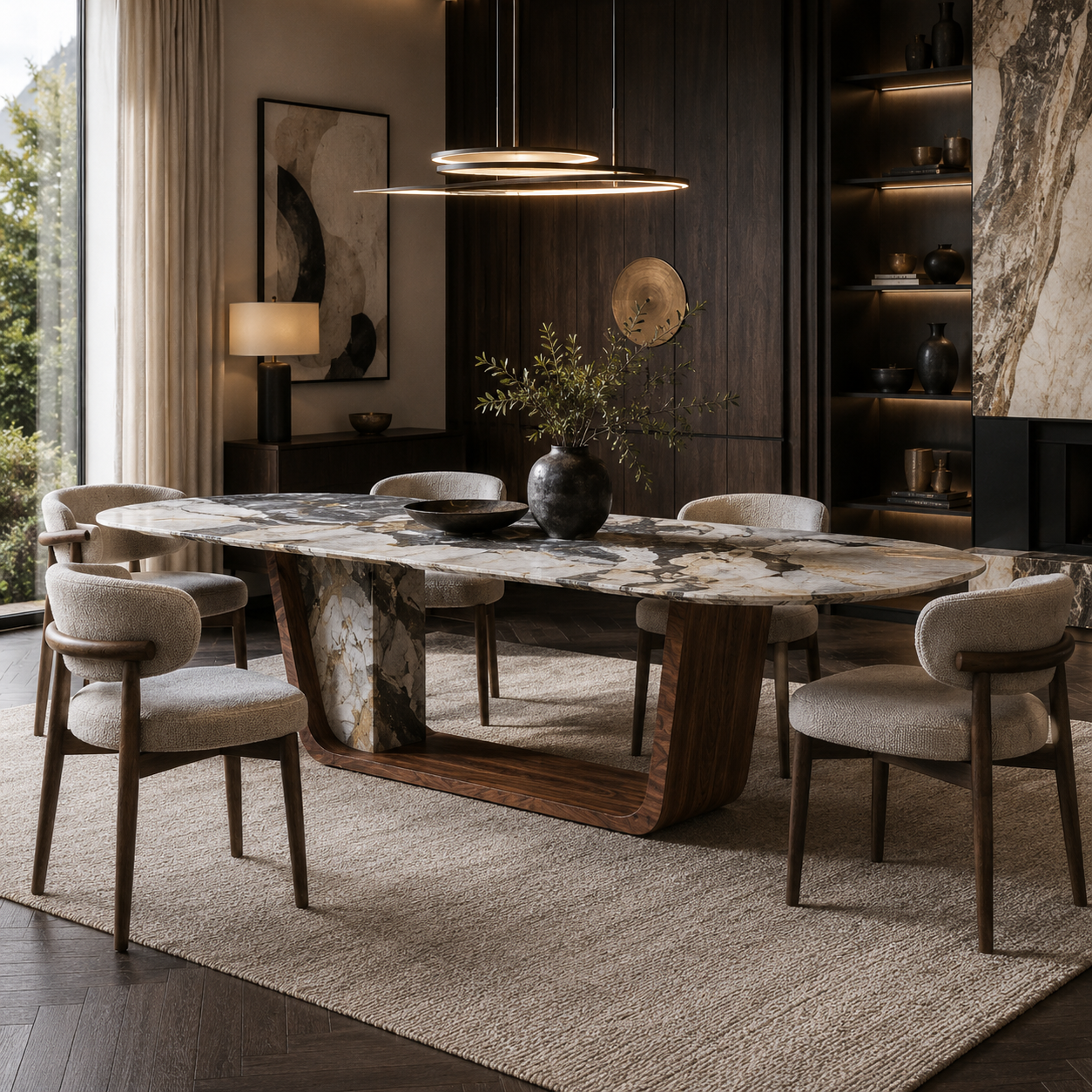 Cadogan Marble & Wood Dining Table