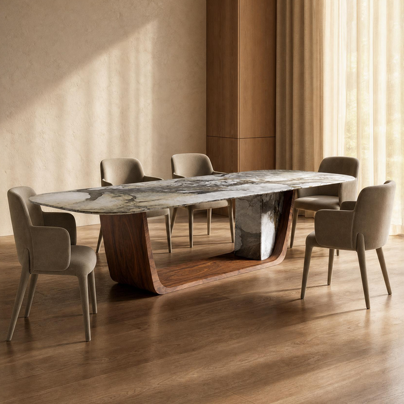 Cadogan Marble & Wood Dining Table