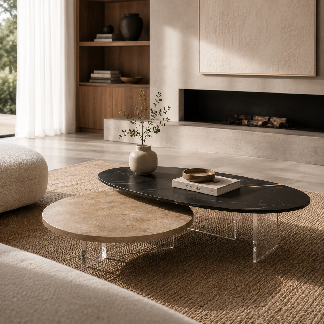 Chesterfield Marble & Wood Coffee Table