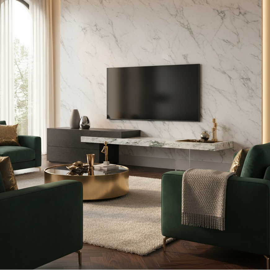 Hanover Marble & Wood TV Unit
