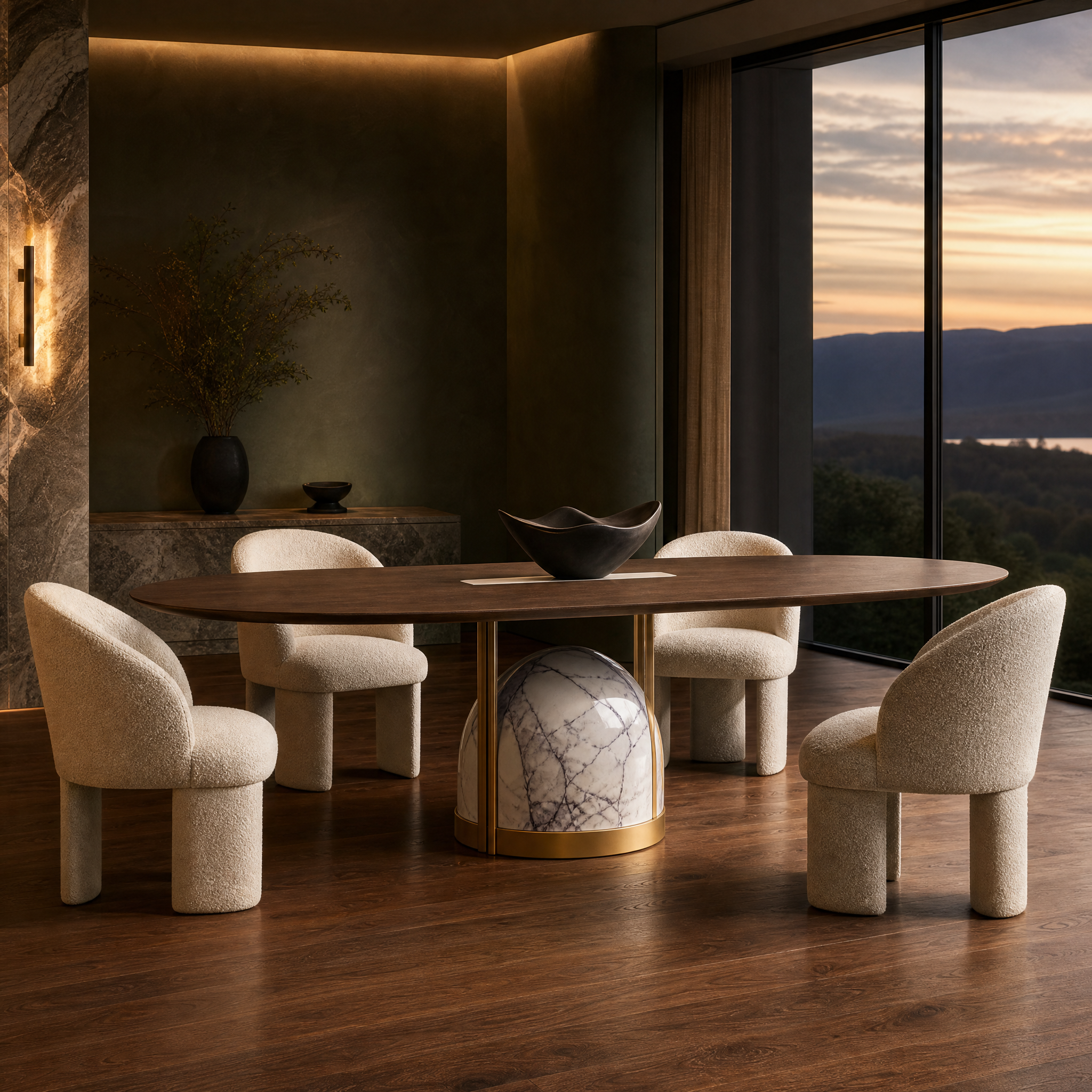Sloane Marble & Wood Dining Table