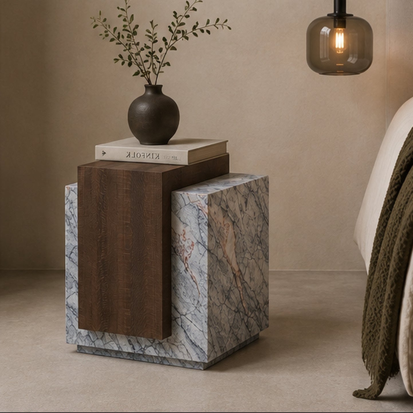 Mercer Marble & Wood Side Table
