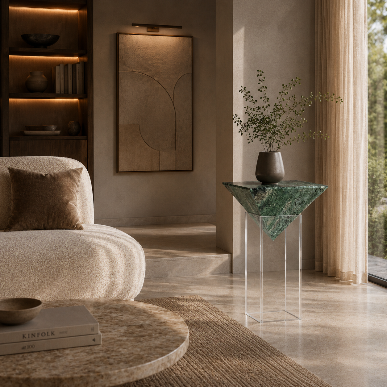 Marston Green Marble Pedestal Table