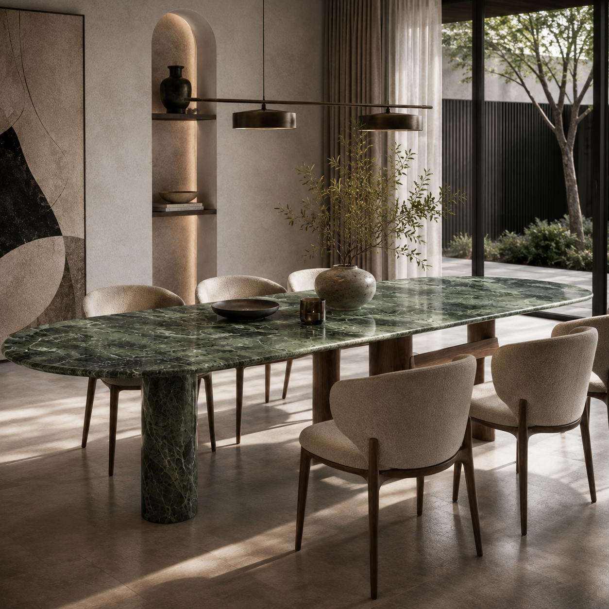 Rutland Marble & Wood Dining Table