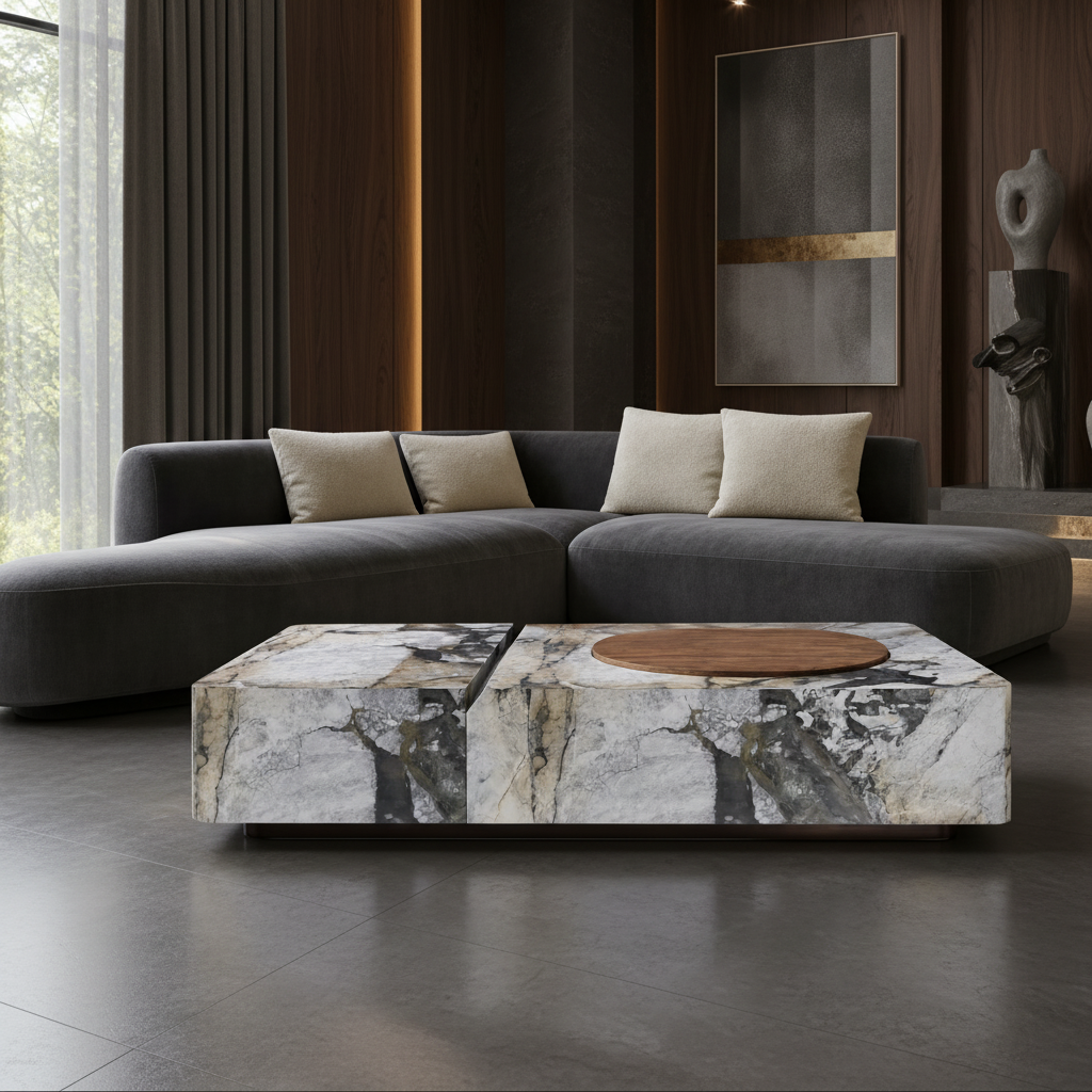 Mowbray Marble & Wood Coffee Table