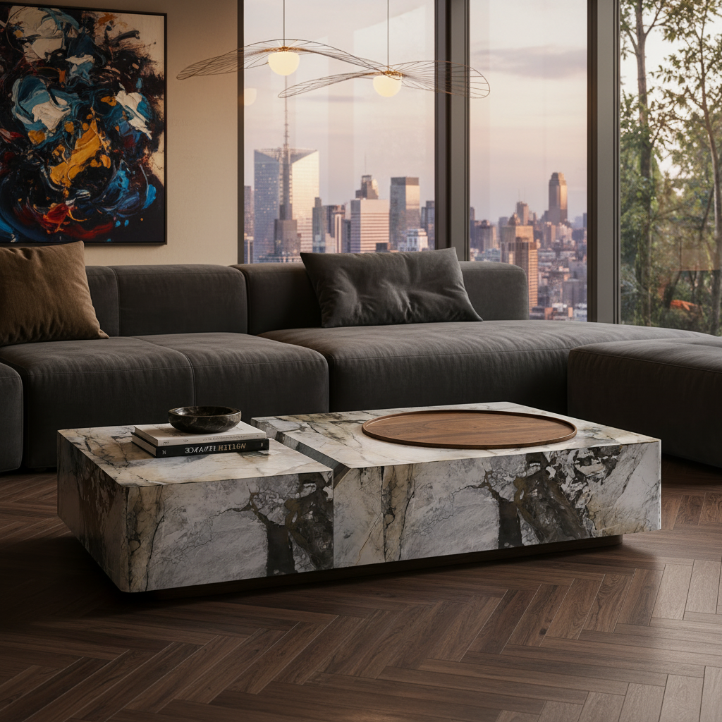 Mowbray Marble & Wood Coffee Table