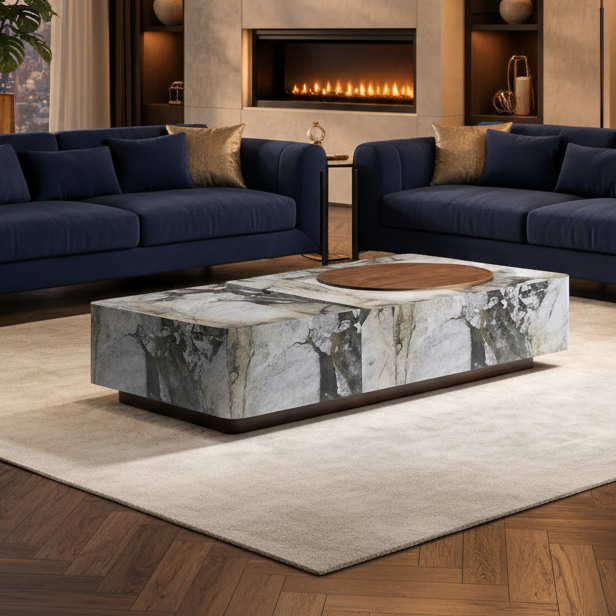 Mowbray Marble & Wood Coffee Table