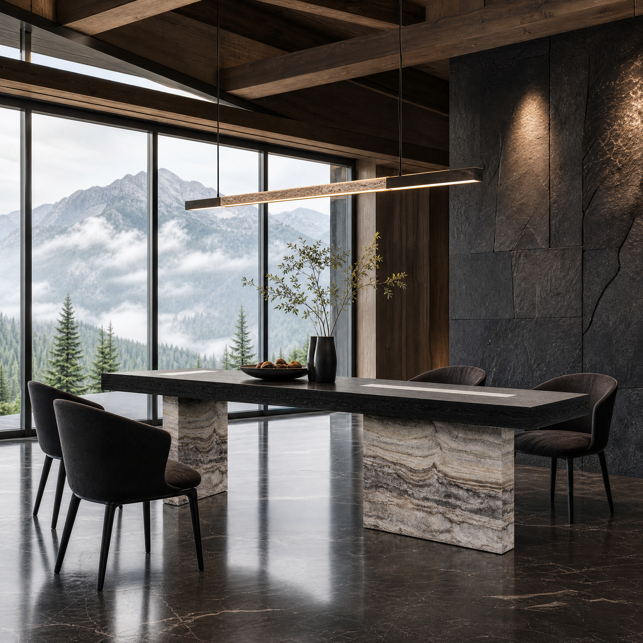 Apsley Marble & Wood Dining Table