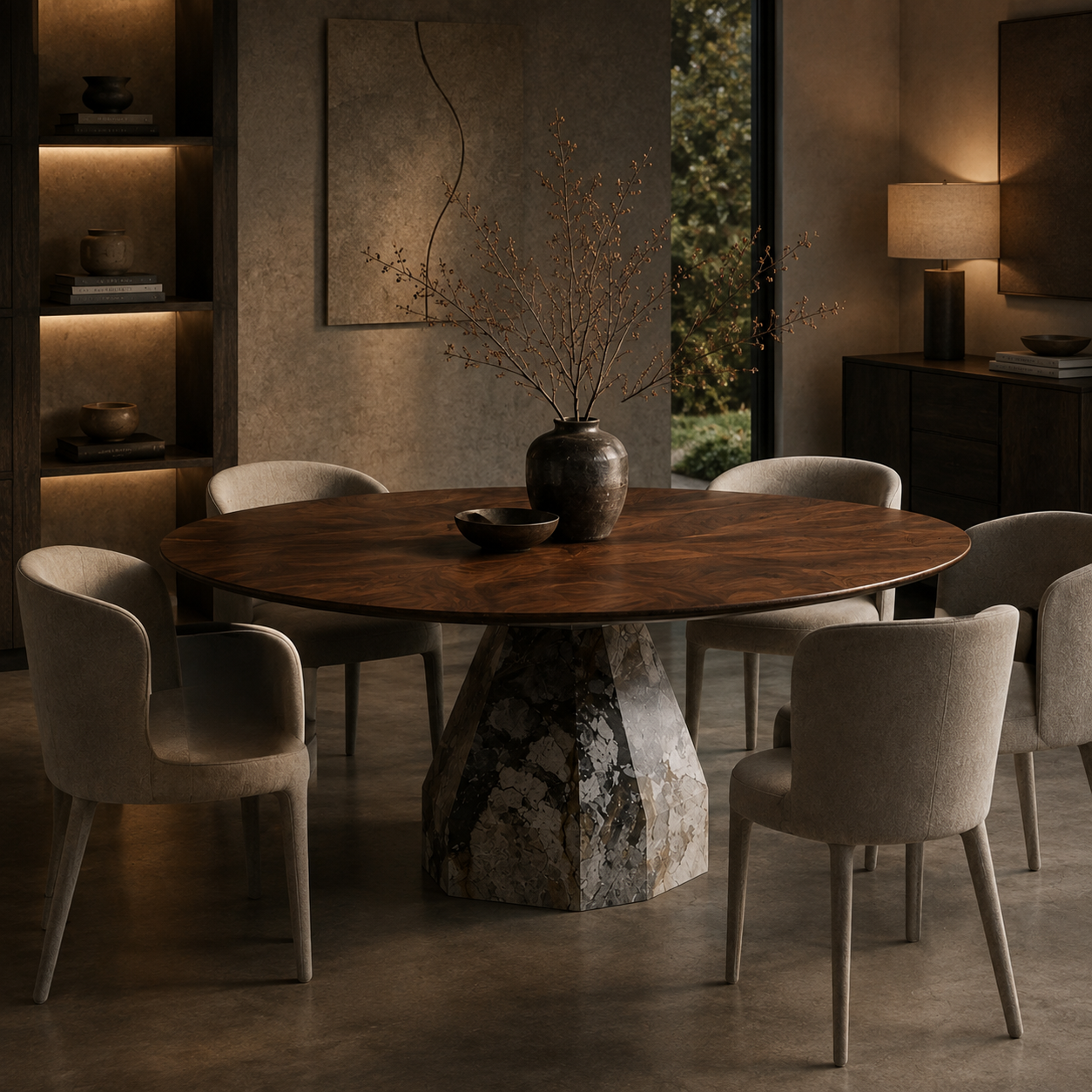 Astor Wood & Marble Dining Table