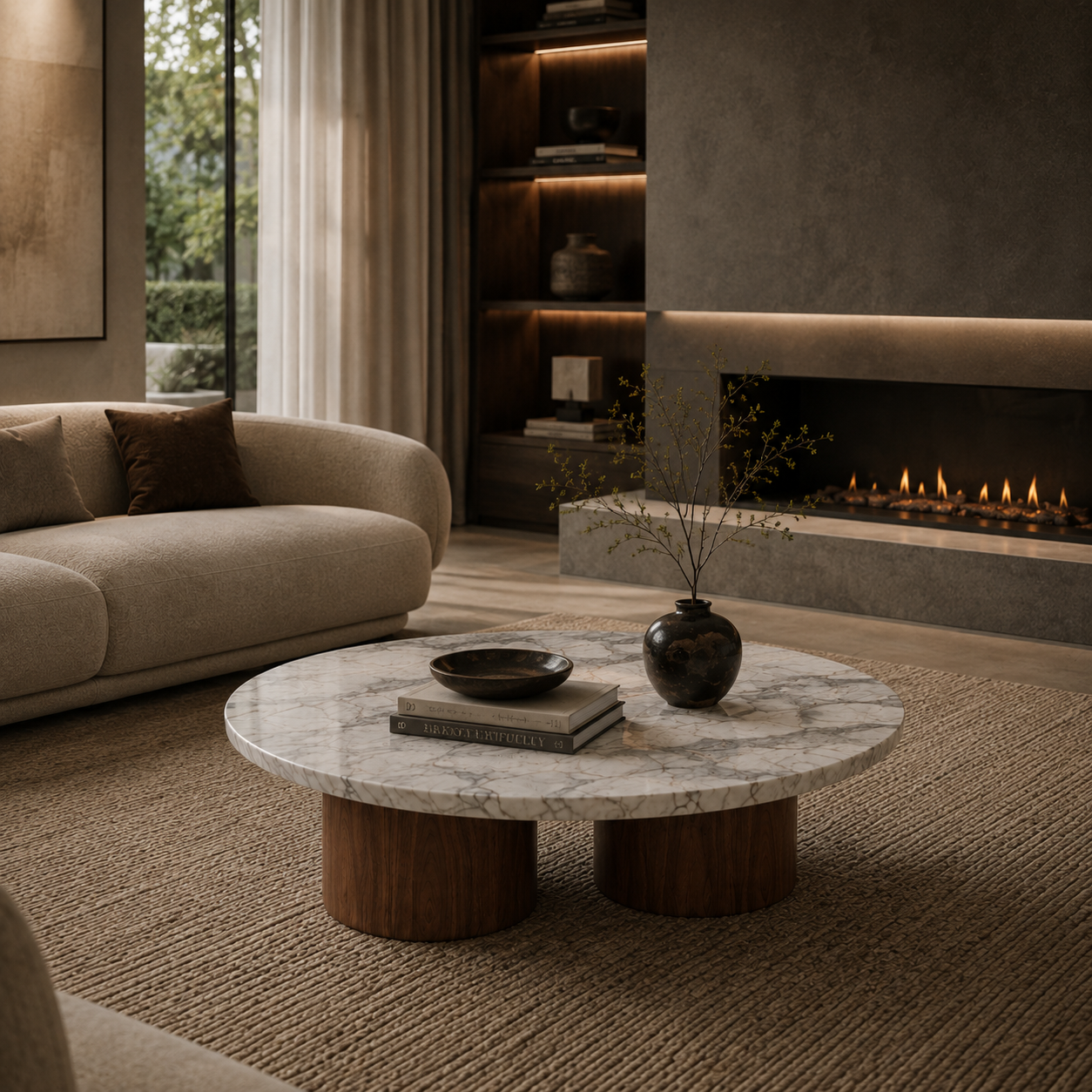 Balfour Round Marble & Wood Coffee Table