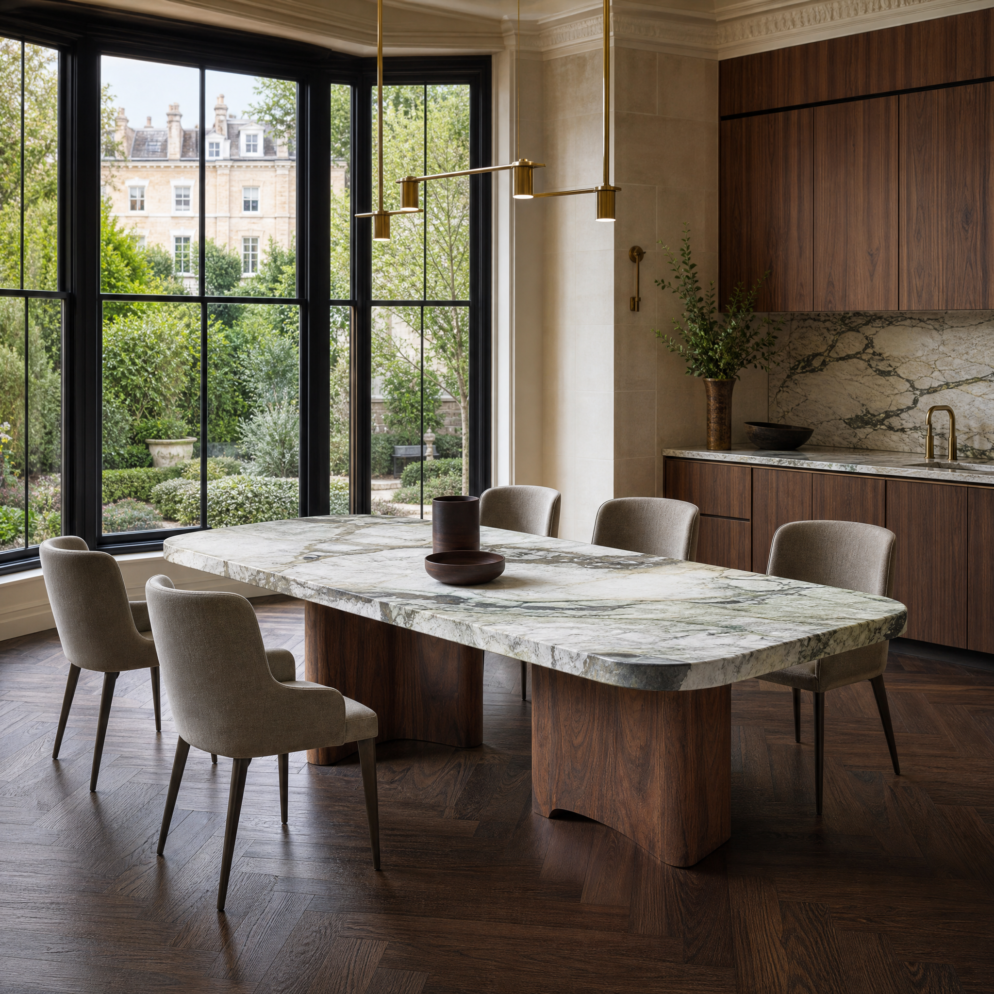 Belvedere Marble & Wood Dining Table