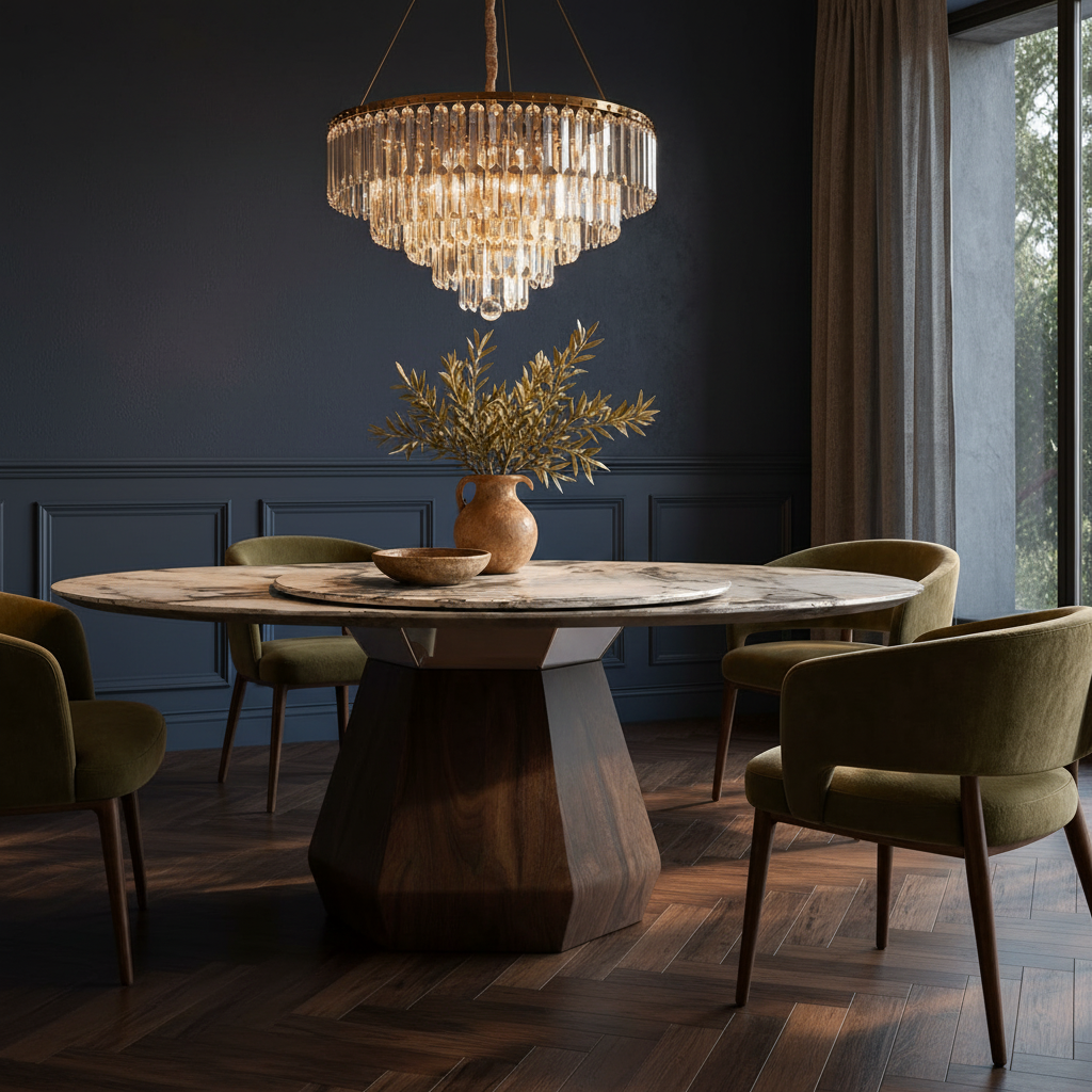 Darnley Marble & Wood Dining Table
