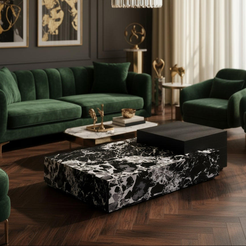 Audley Marble & Wood Coffee Table