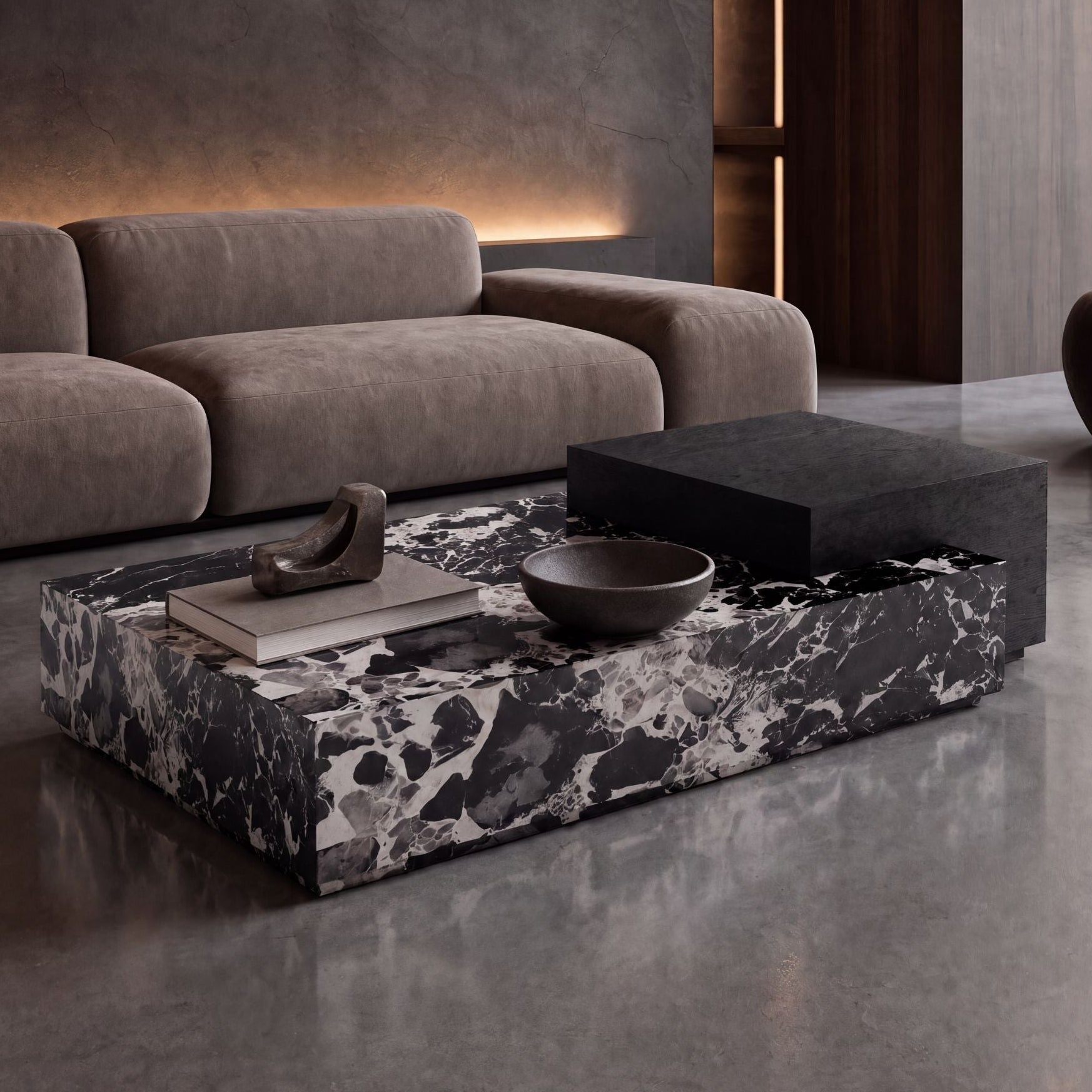 Audley Marble & Wood Coffee Table