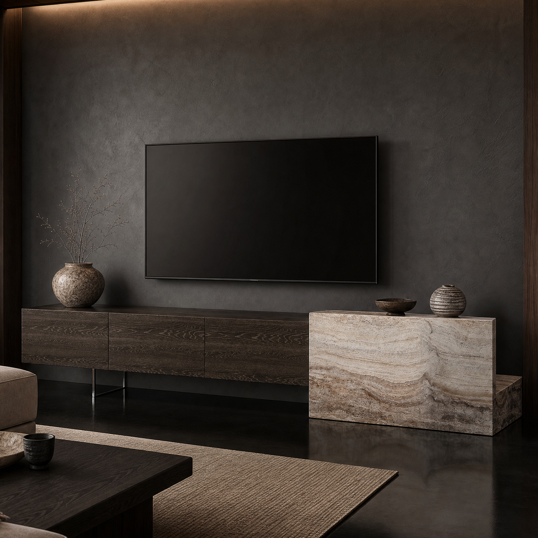 Grafton Marble & Wood TV Unit