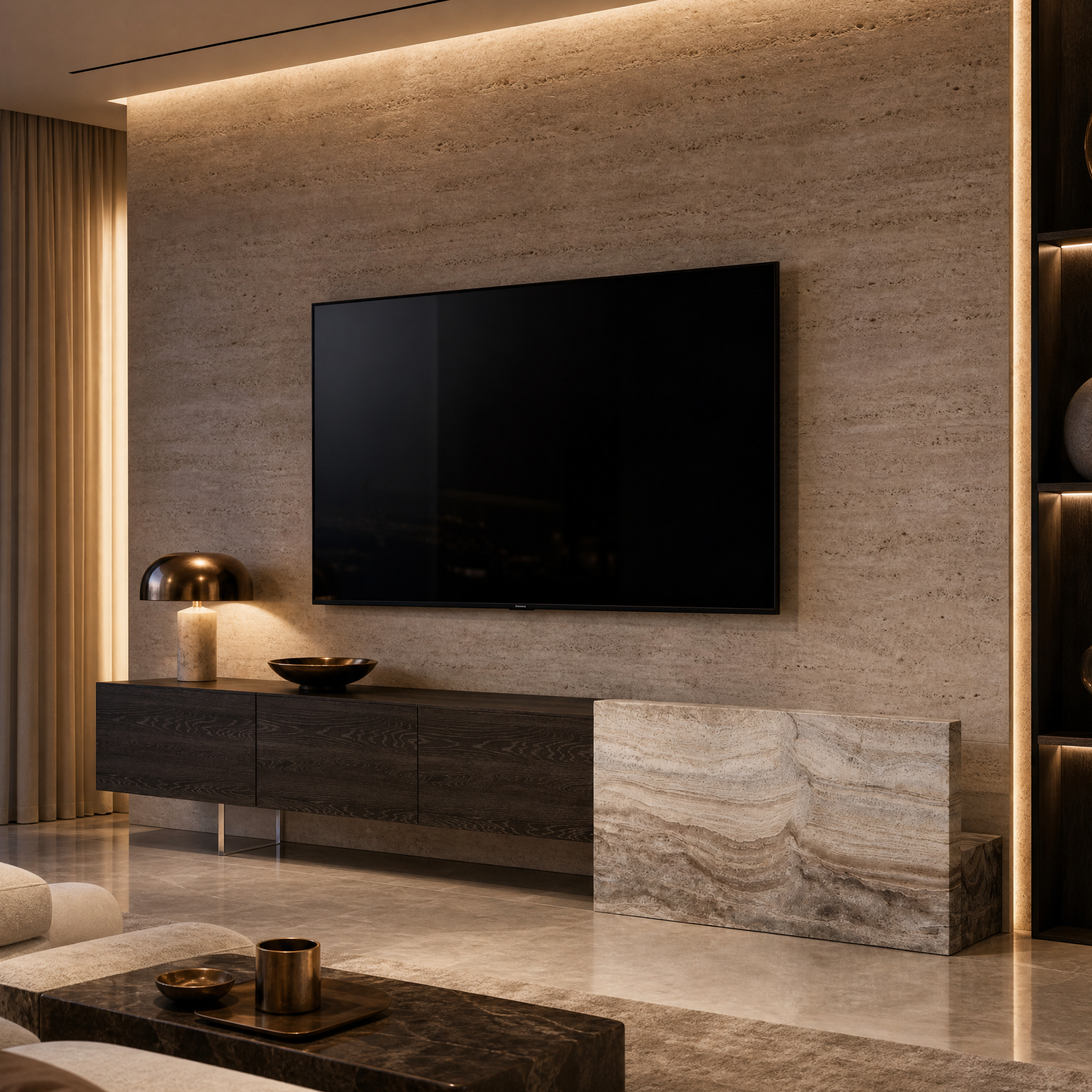 Grafton Marble & Wood TV Unit