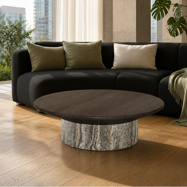 Burlington Marble & Wood Coffee Table