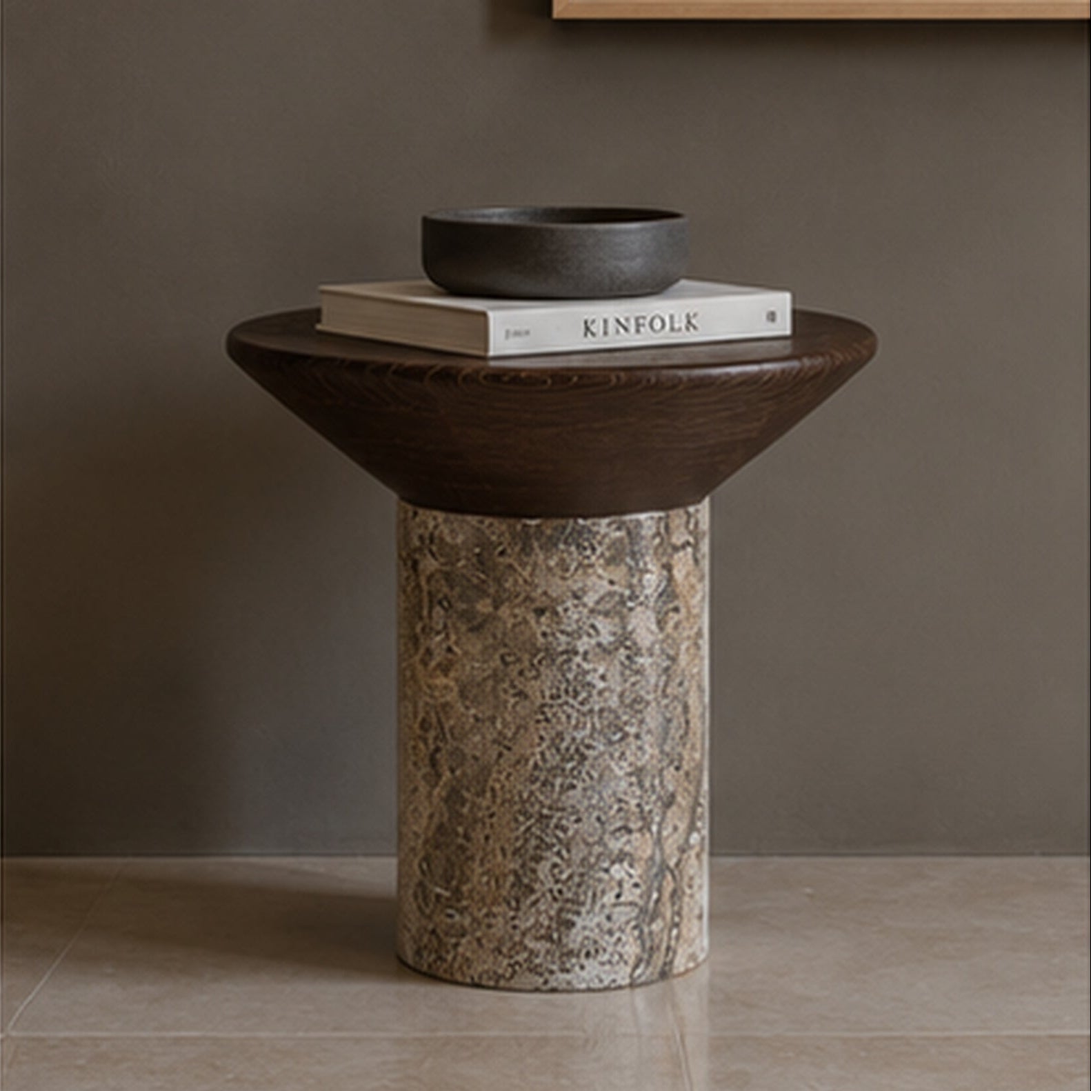 Burlington Marble & Wood Side Table