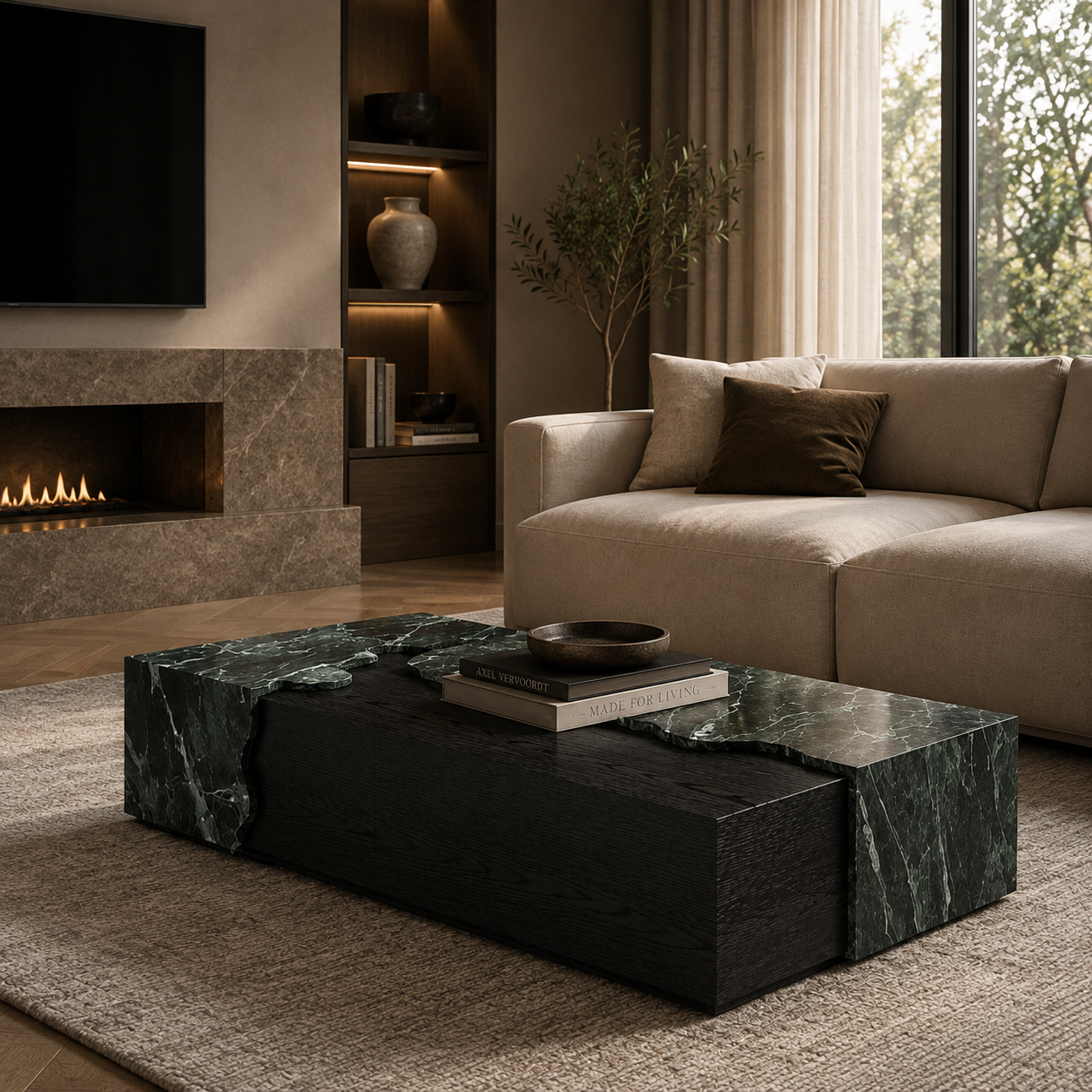 Cadogan Marble & Wood Coffee Table