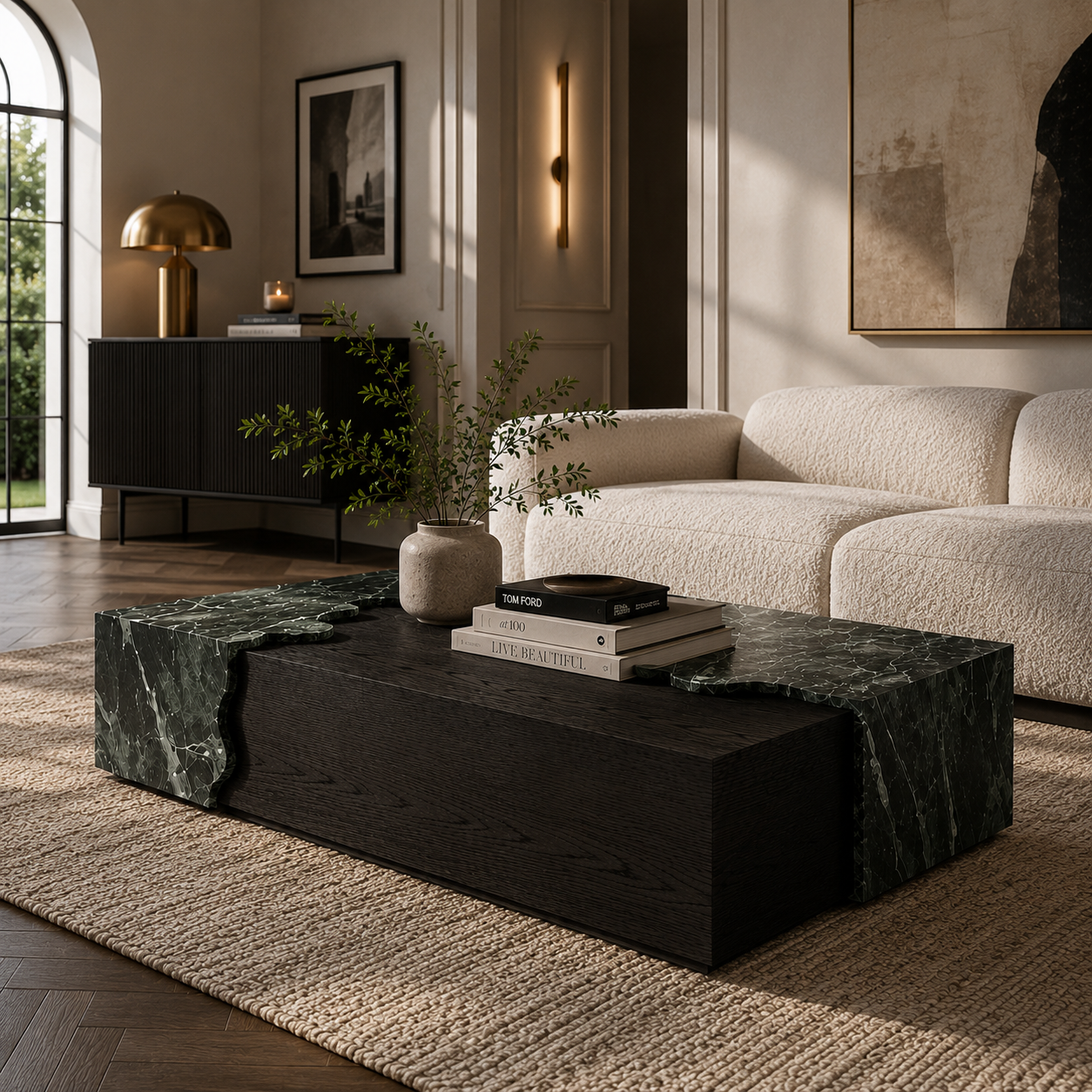 Cadogan Marble & Wood Coffee Table