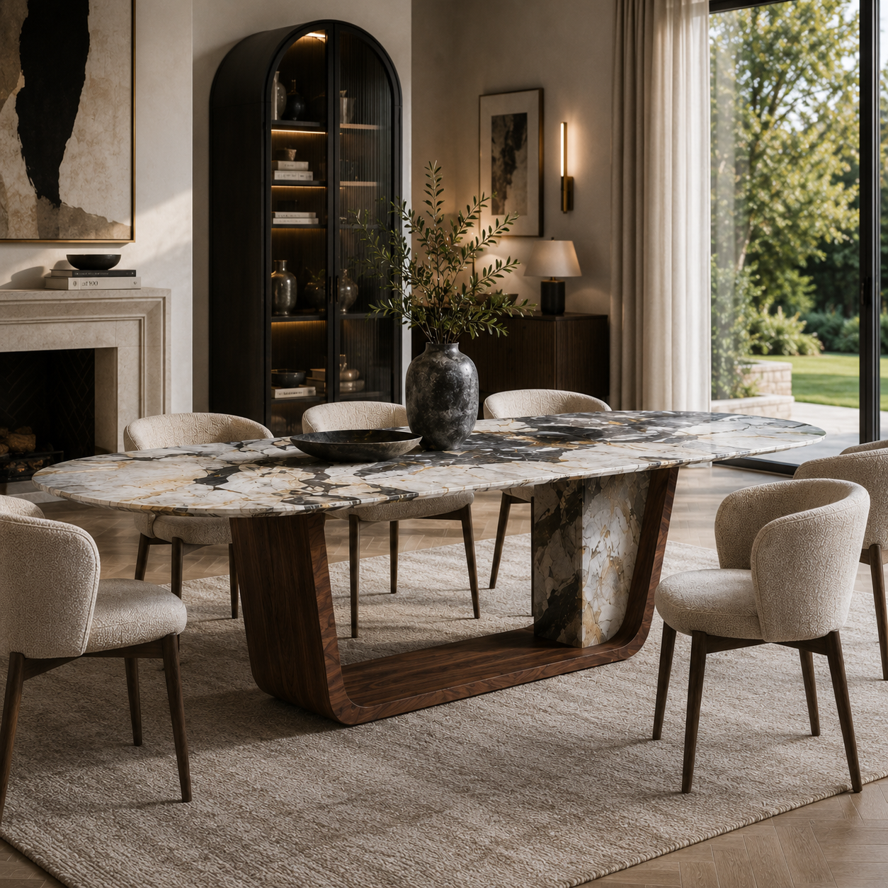 Cadogan Marble & Wood Dining Table