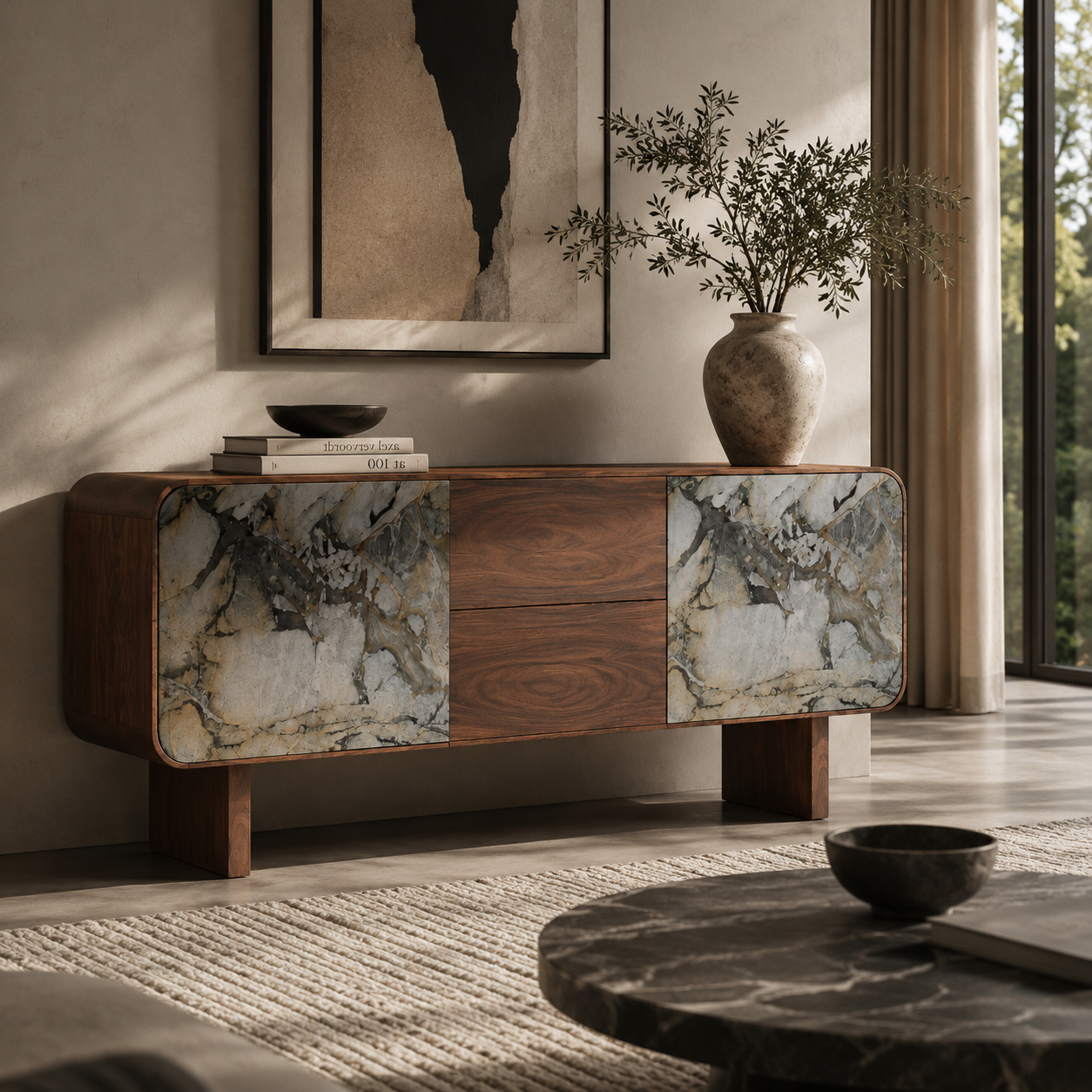 Cadogan Marble & Wood Sideboard
