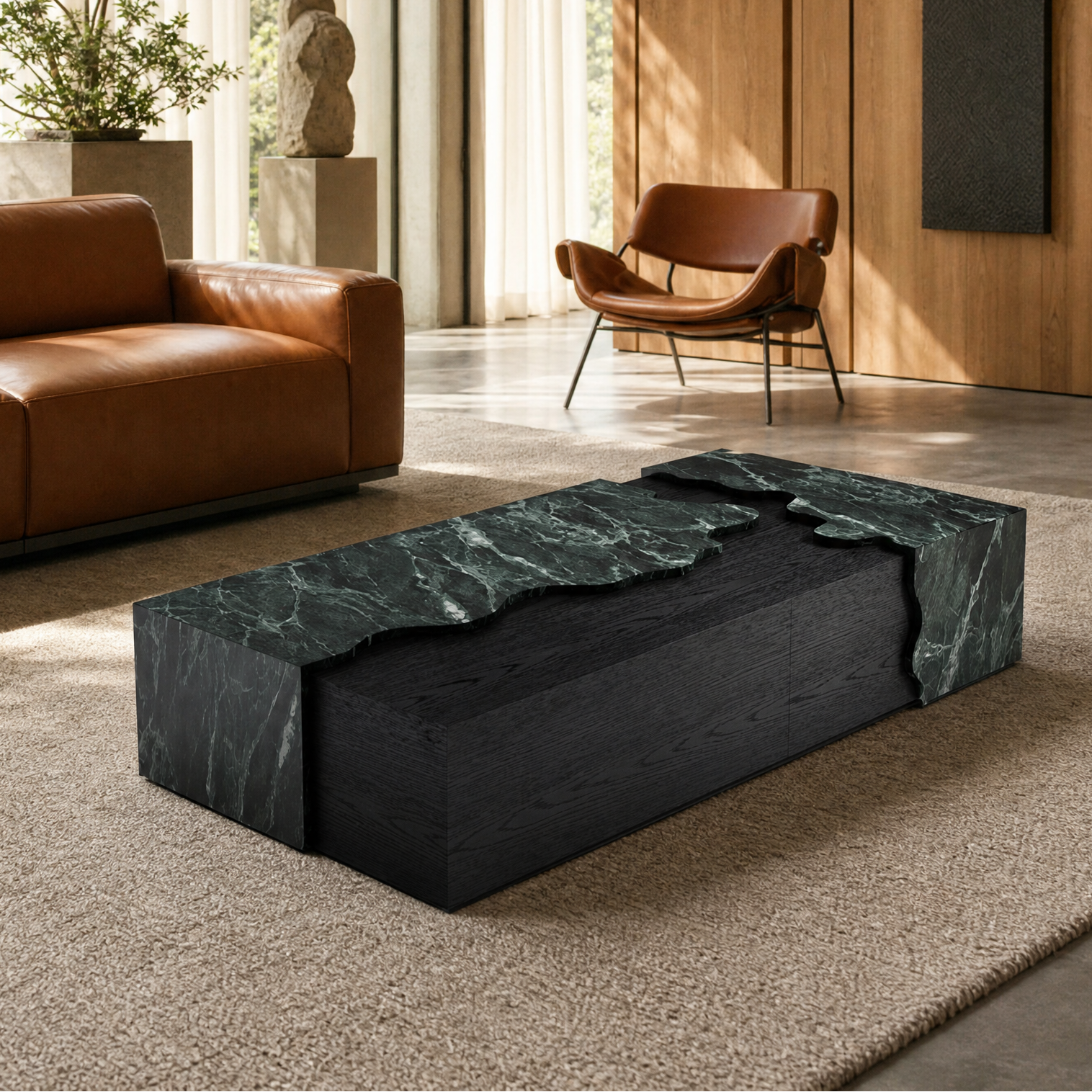 Cadogan Marble & Wood Coffee Table