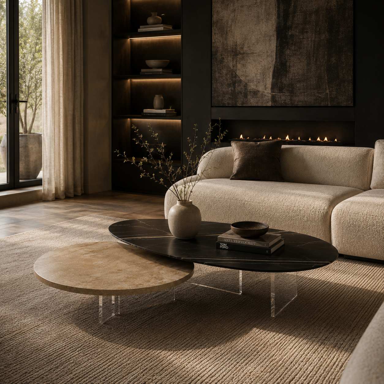 Chesterfield Marble & Wood Coffee Table