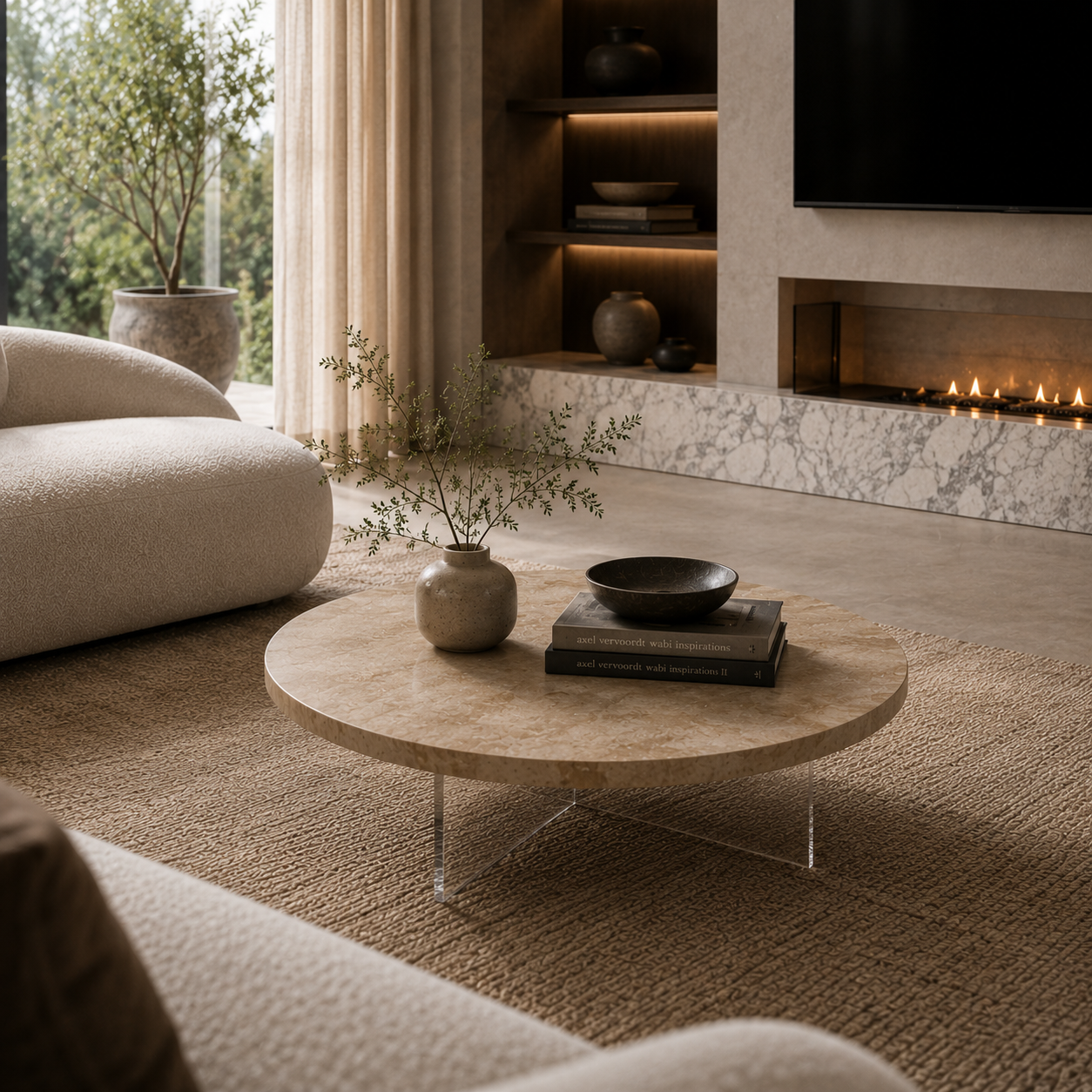 Chesterfield Marble & Wood Coffee Table