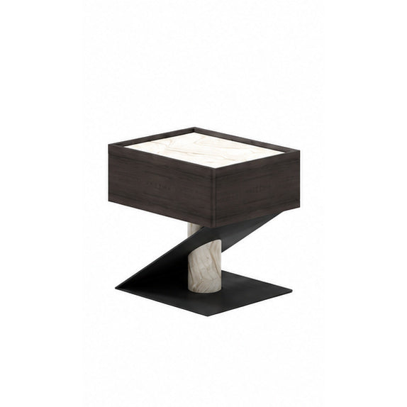Eaton Marble & Wood Bedside Table