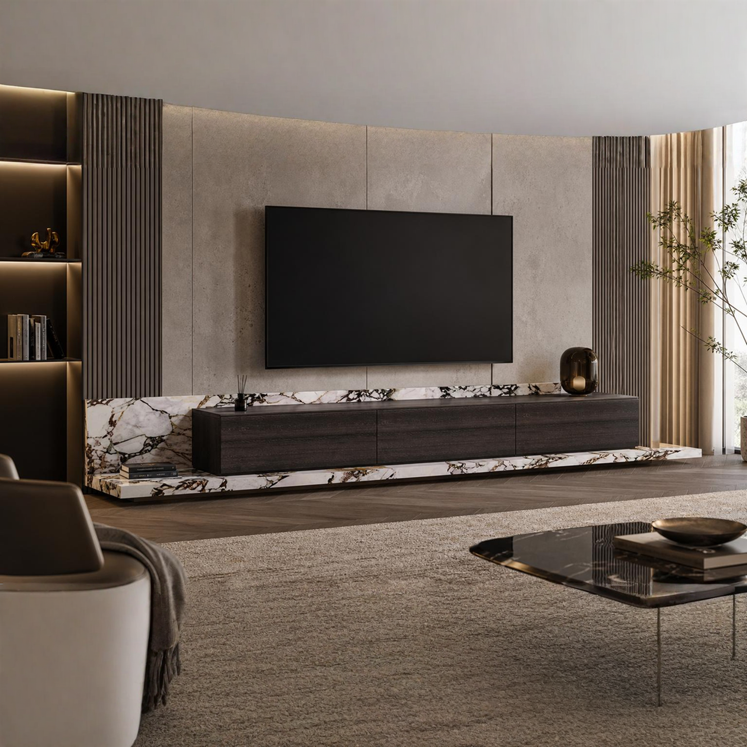 Connaught Marble & Wood TV Unit