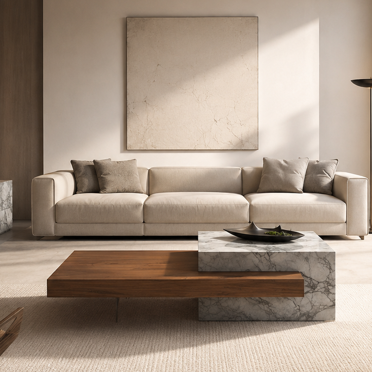 Stafford Marble & Wood Coffee Table