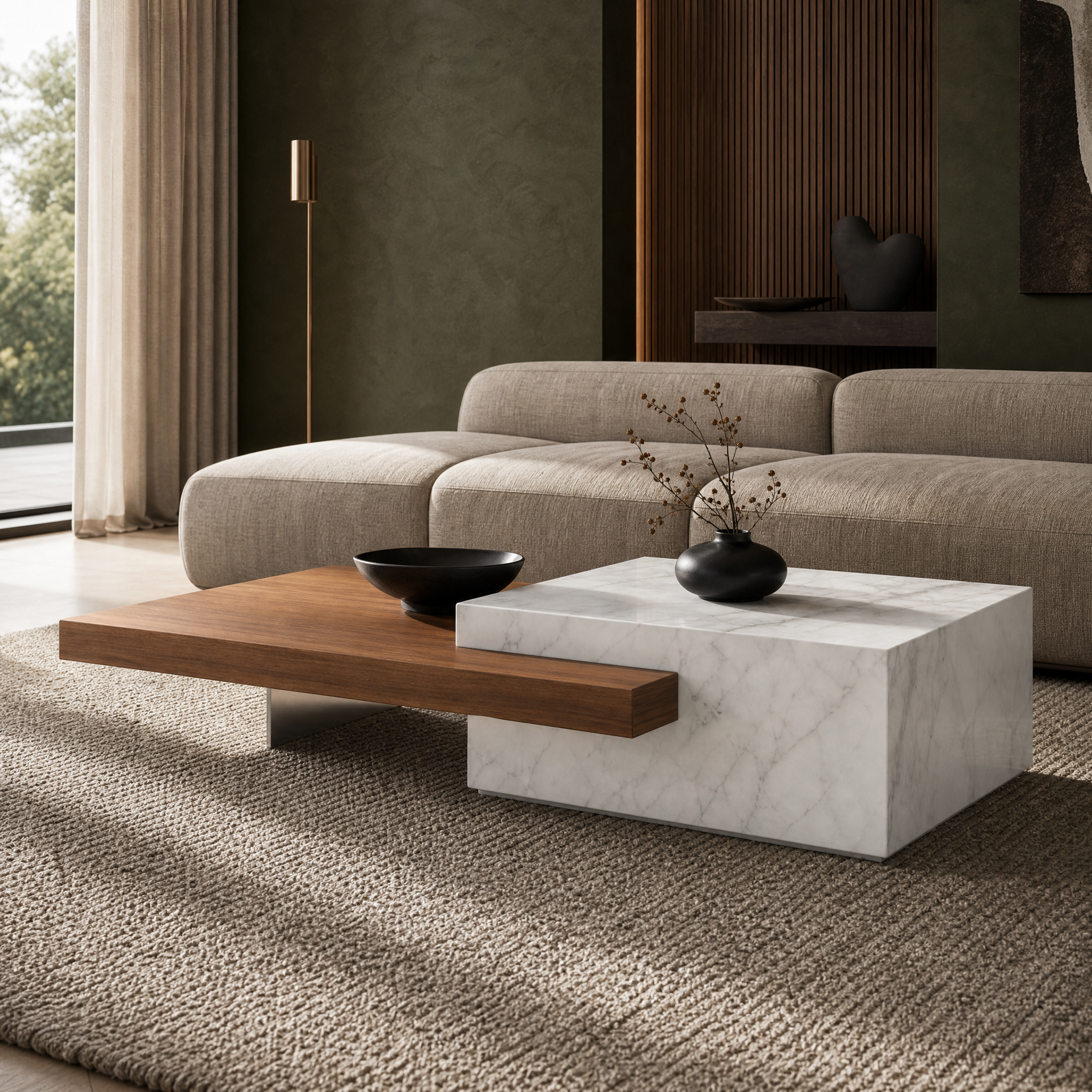 Stafford Marble & Wood Coffee Table