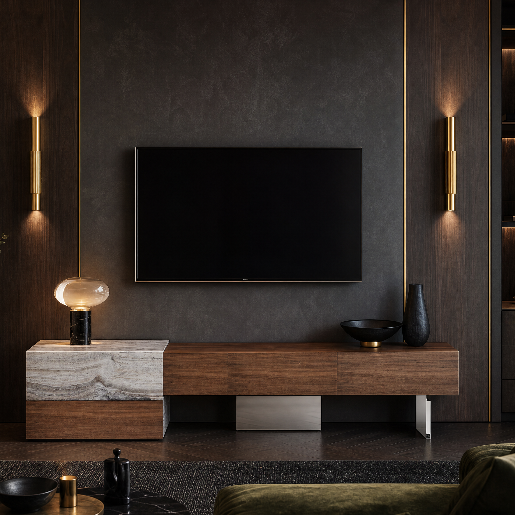 Lansdowne Marble & Wood TV Unit
