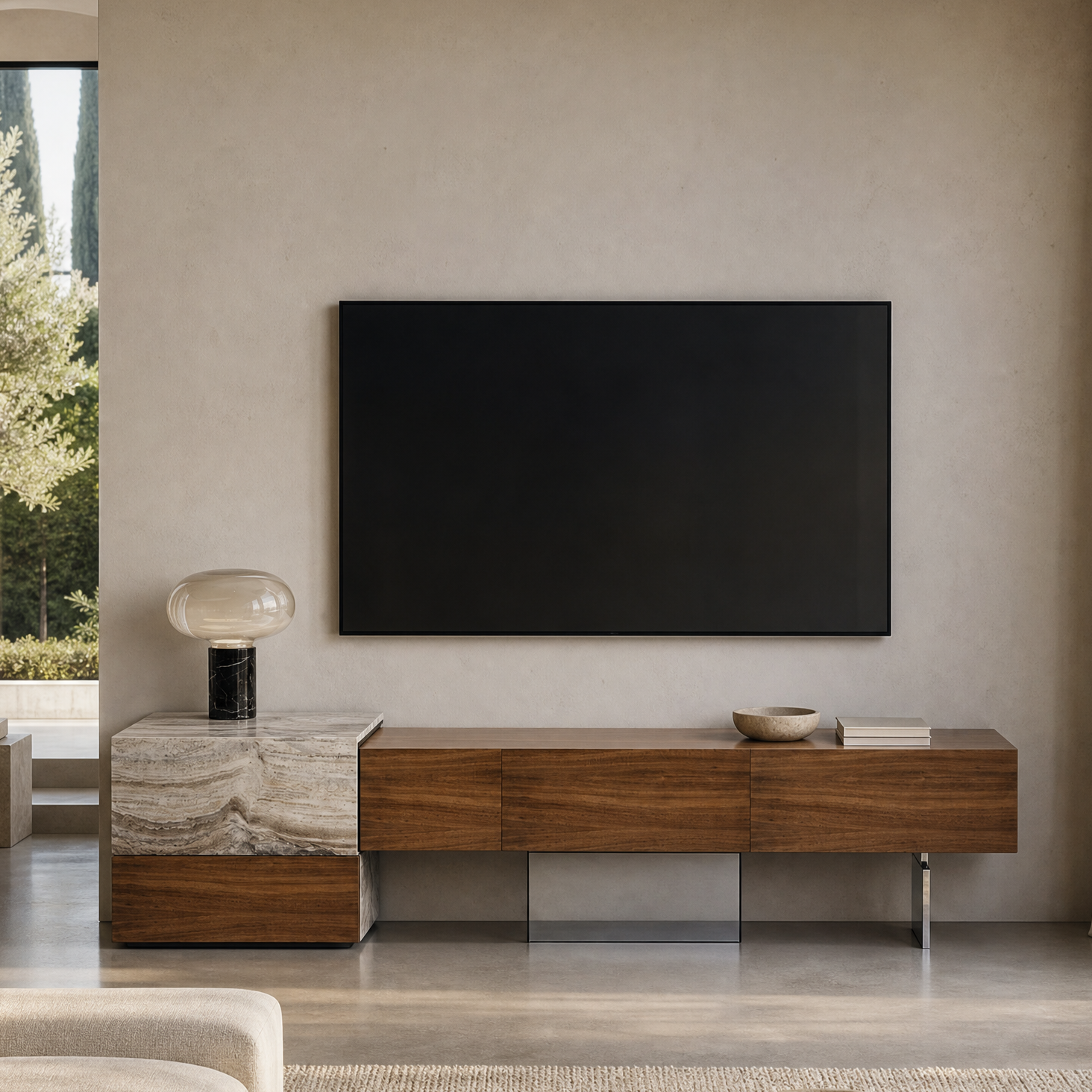 Lansdowne Marble & Wood TV Unit