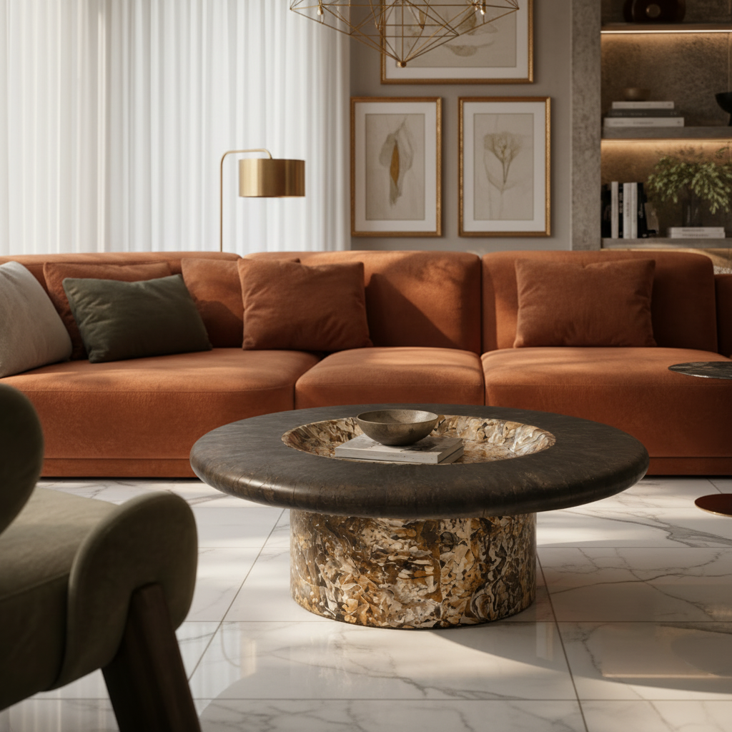 Grosvenor Marble & Wood Coffee Table