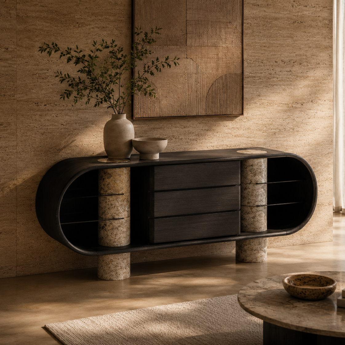 Grosvenor Marble & Wood Sideboard