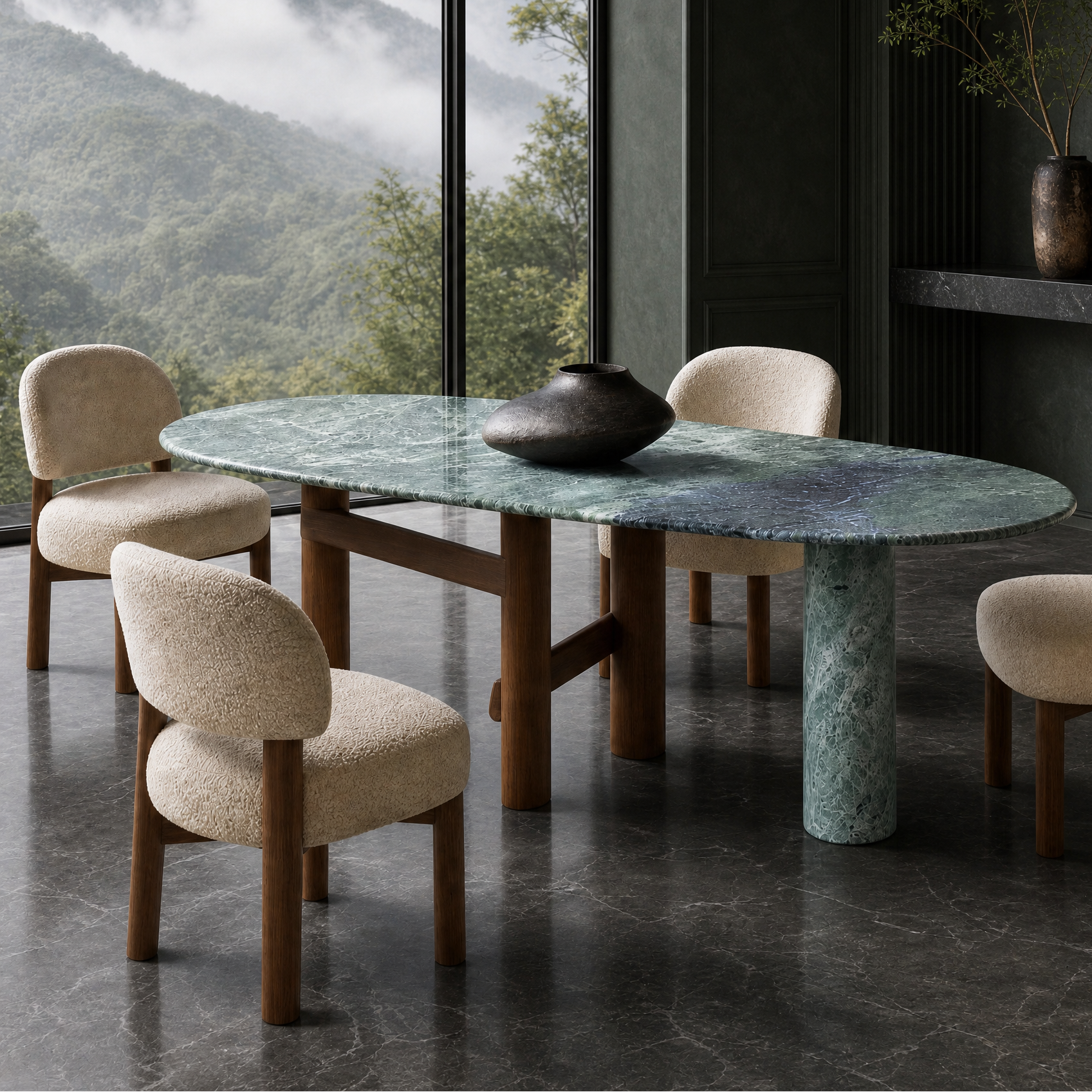 Rutland Marble & Wood Dining Table