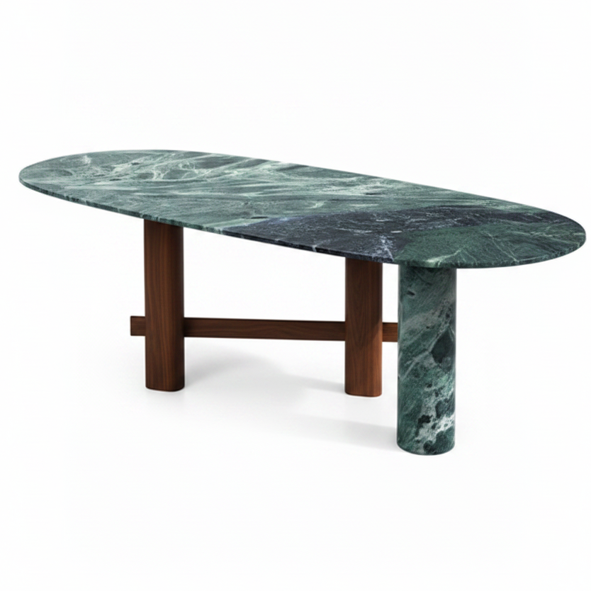 Rutland Marble & Wood Dining Table