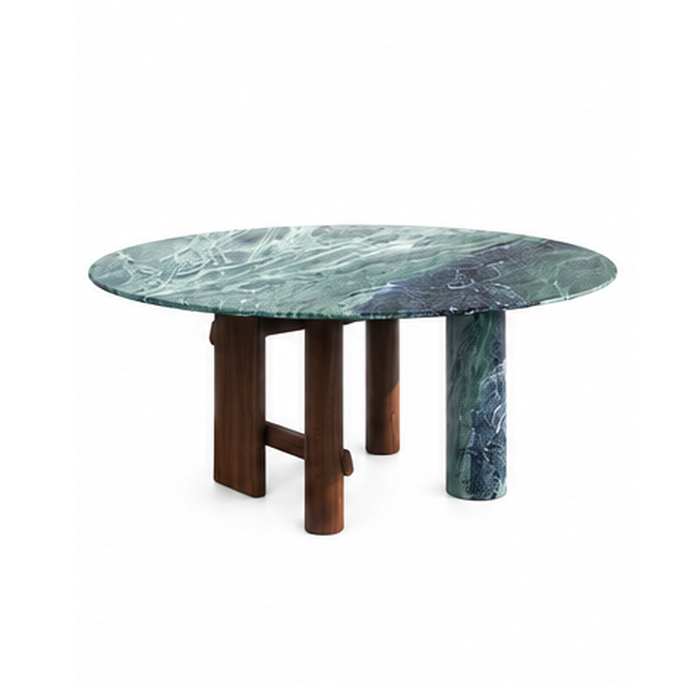 Rutland Marble & Wood Round Dining Table
