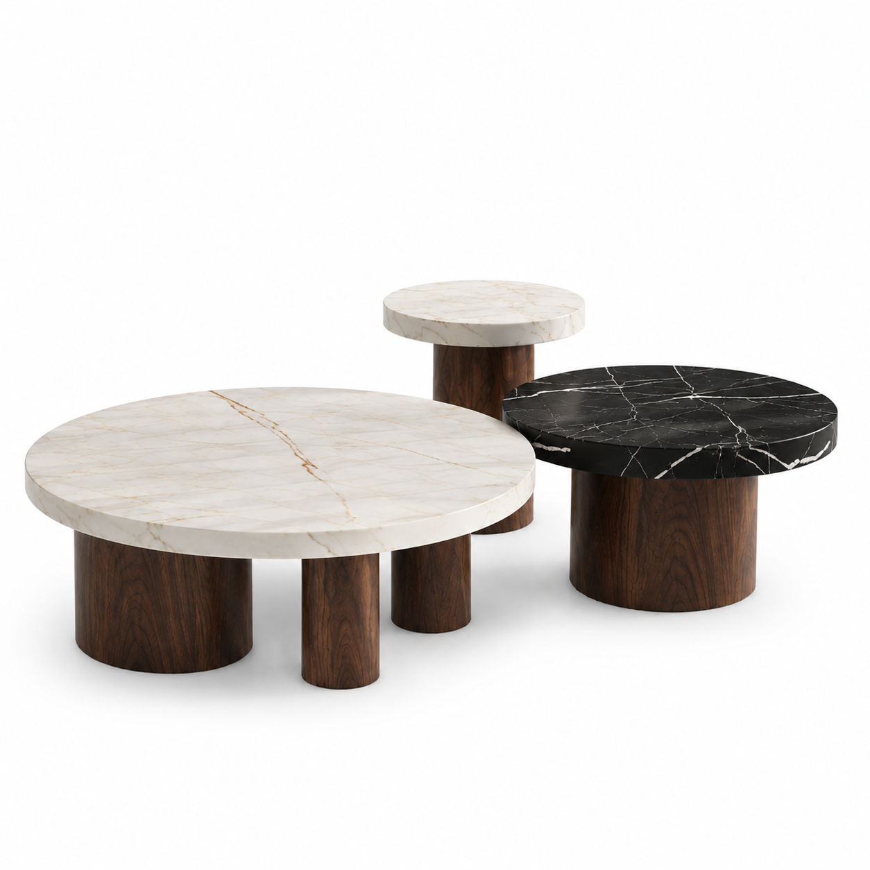 Fitzroy Marble & Wood Round Coffee Table