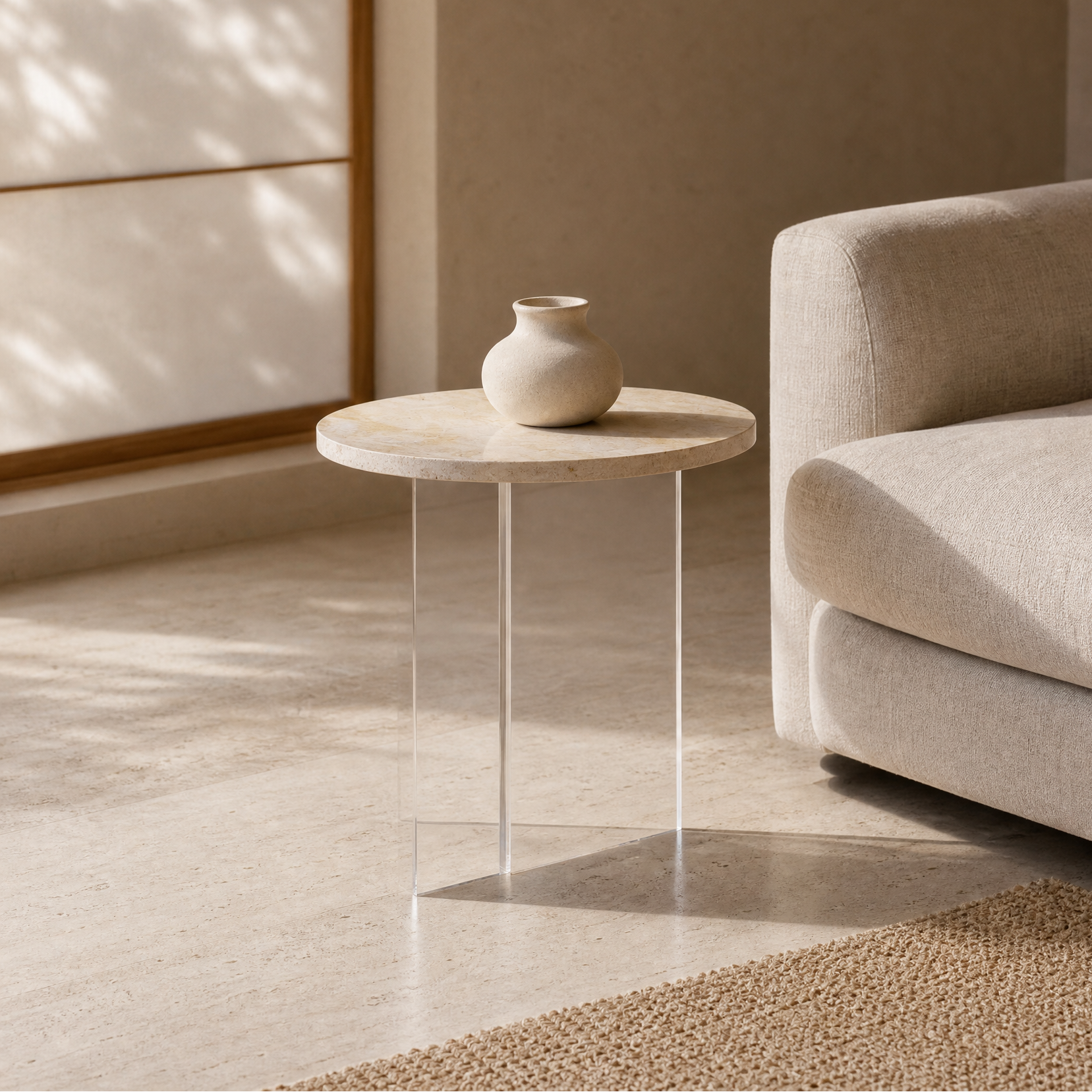 Chesterfield Marble & Wood Side Table