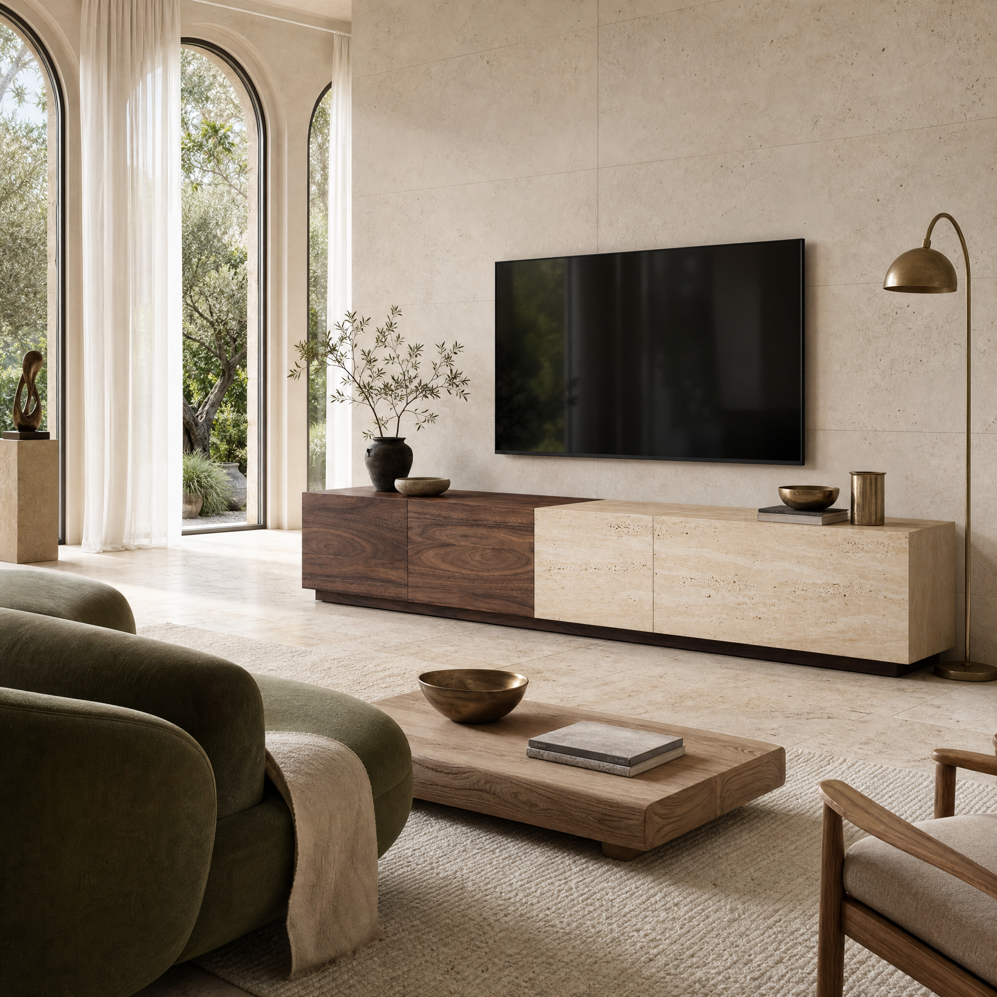 Chesterfield Marble & Wood TV Unit