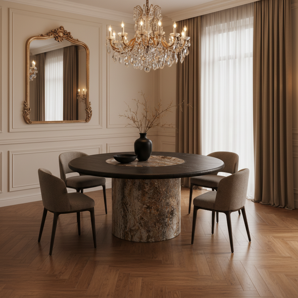 Grosvenor Marble & Wood Dining Table