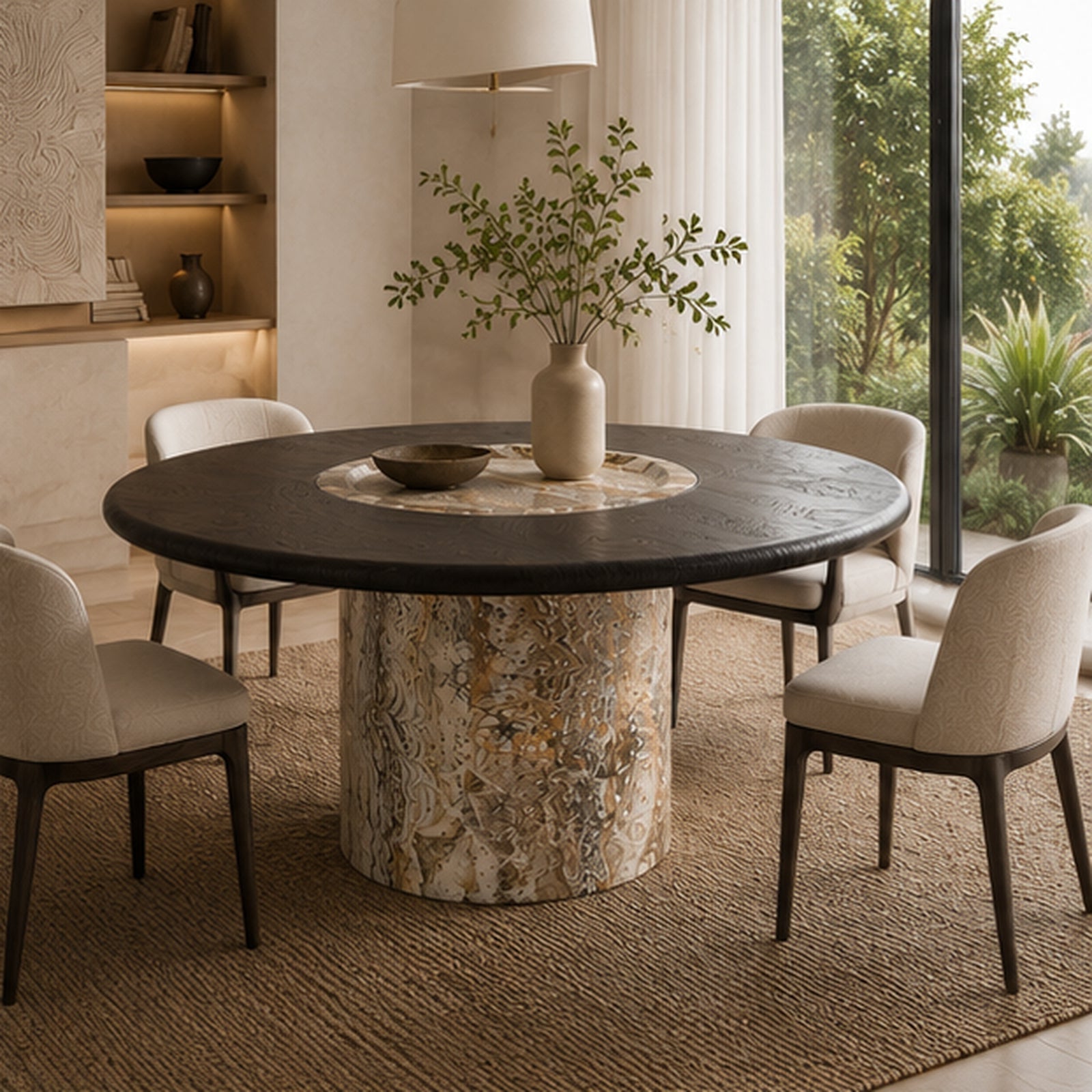 Grosvenor Marble & Wood Dining Table