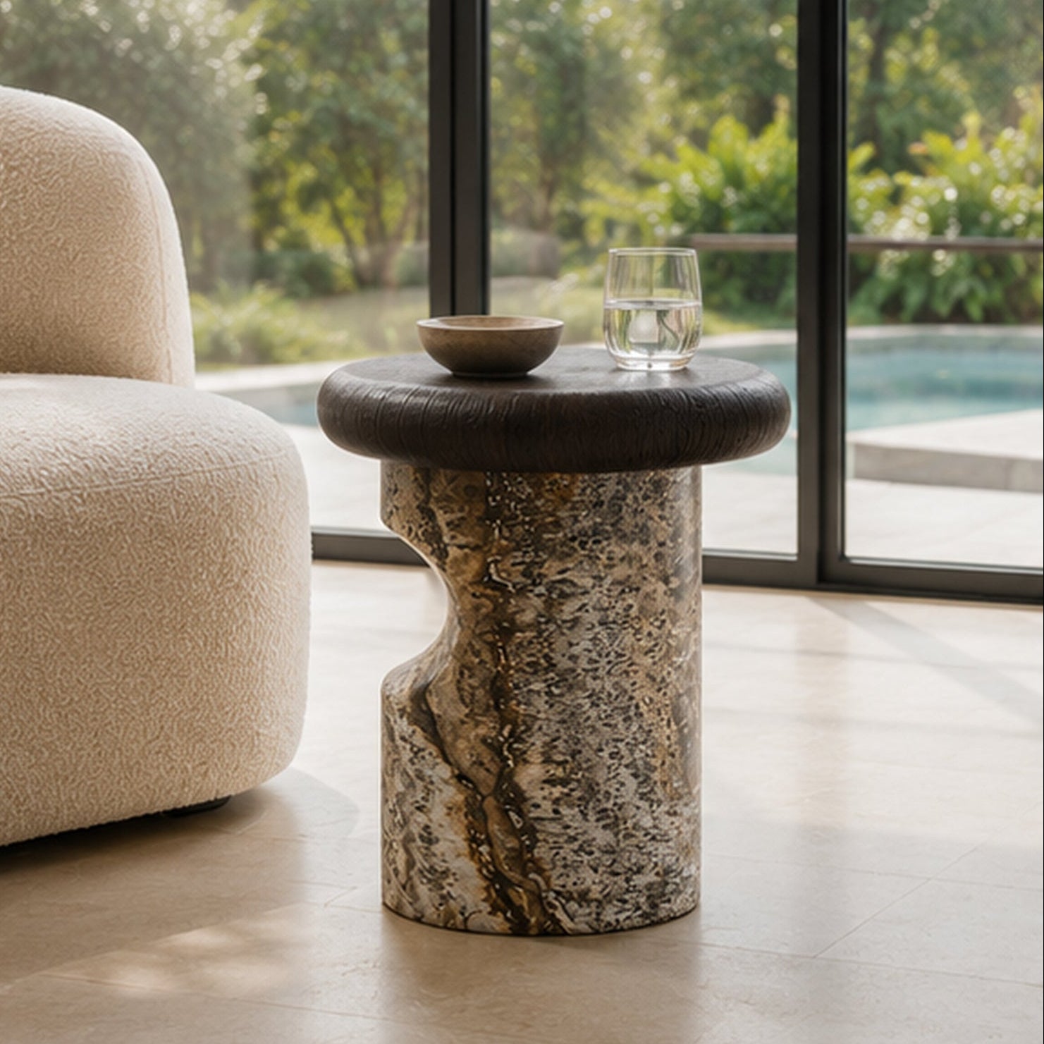 Grosvenor Marble & Wood Side Table