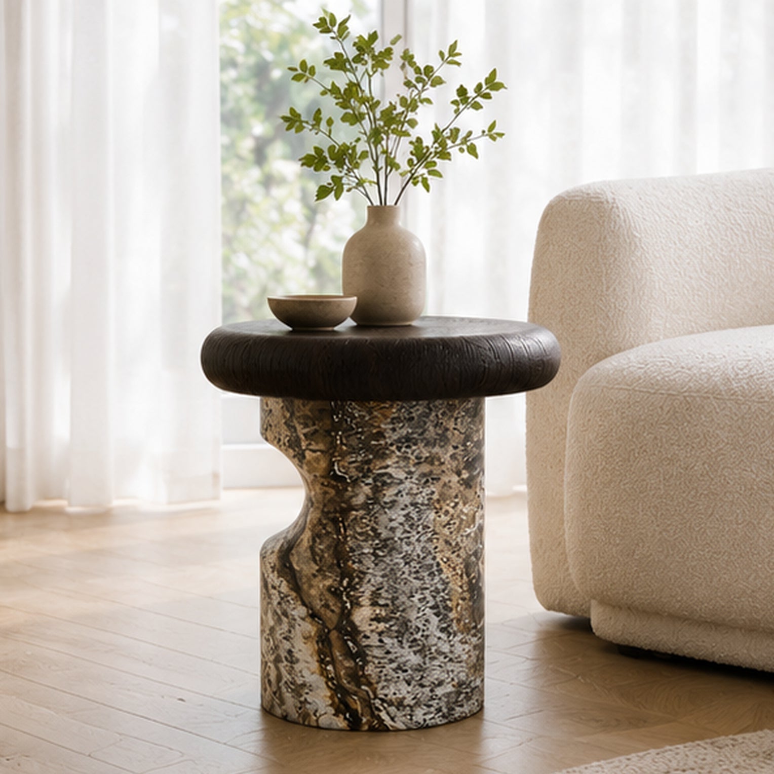 Grosvenor Marble & Wood Side Table