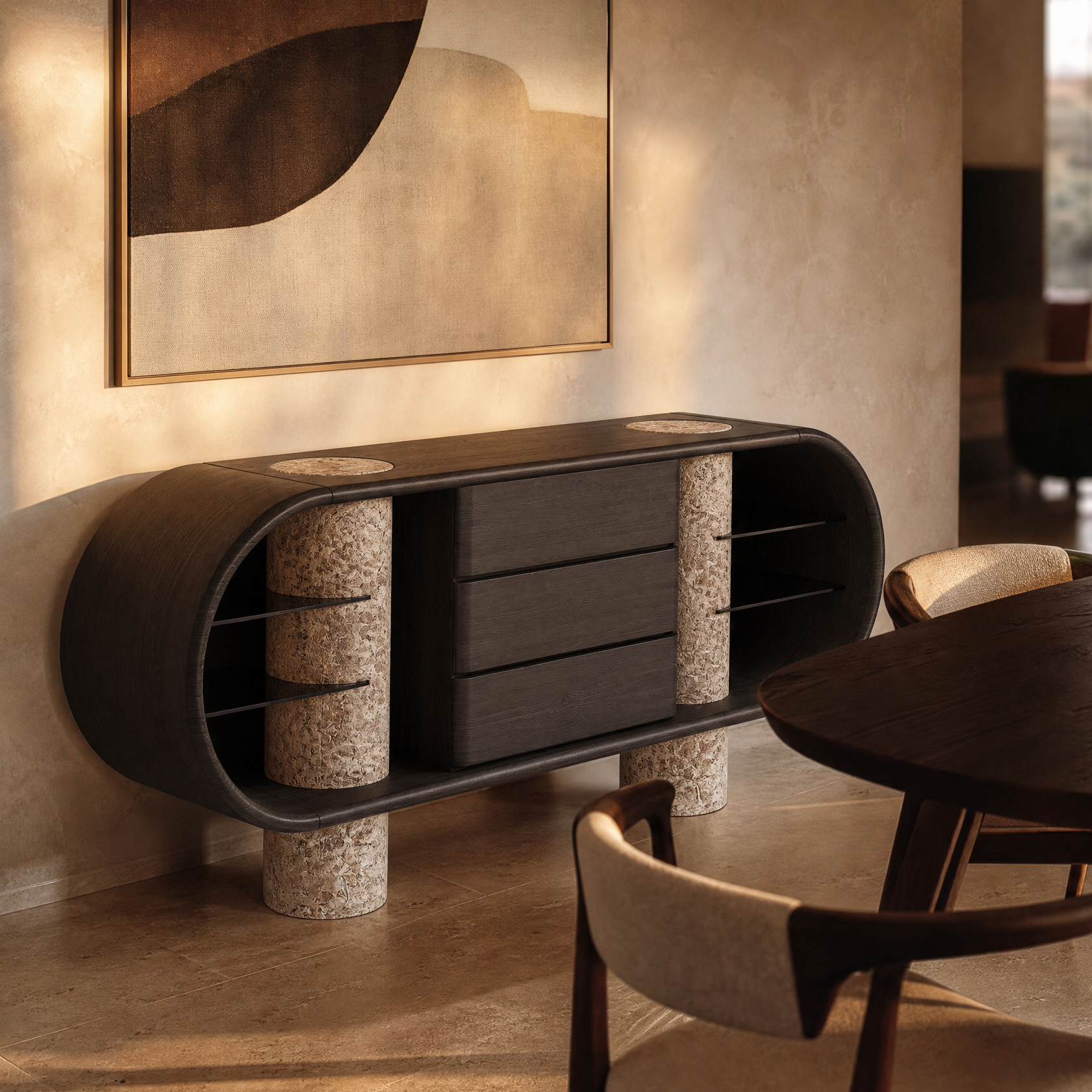 Grosvenor Marble & Wood Sideboard